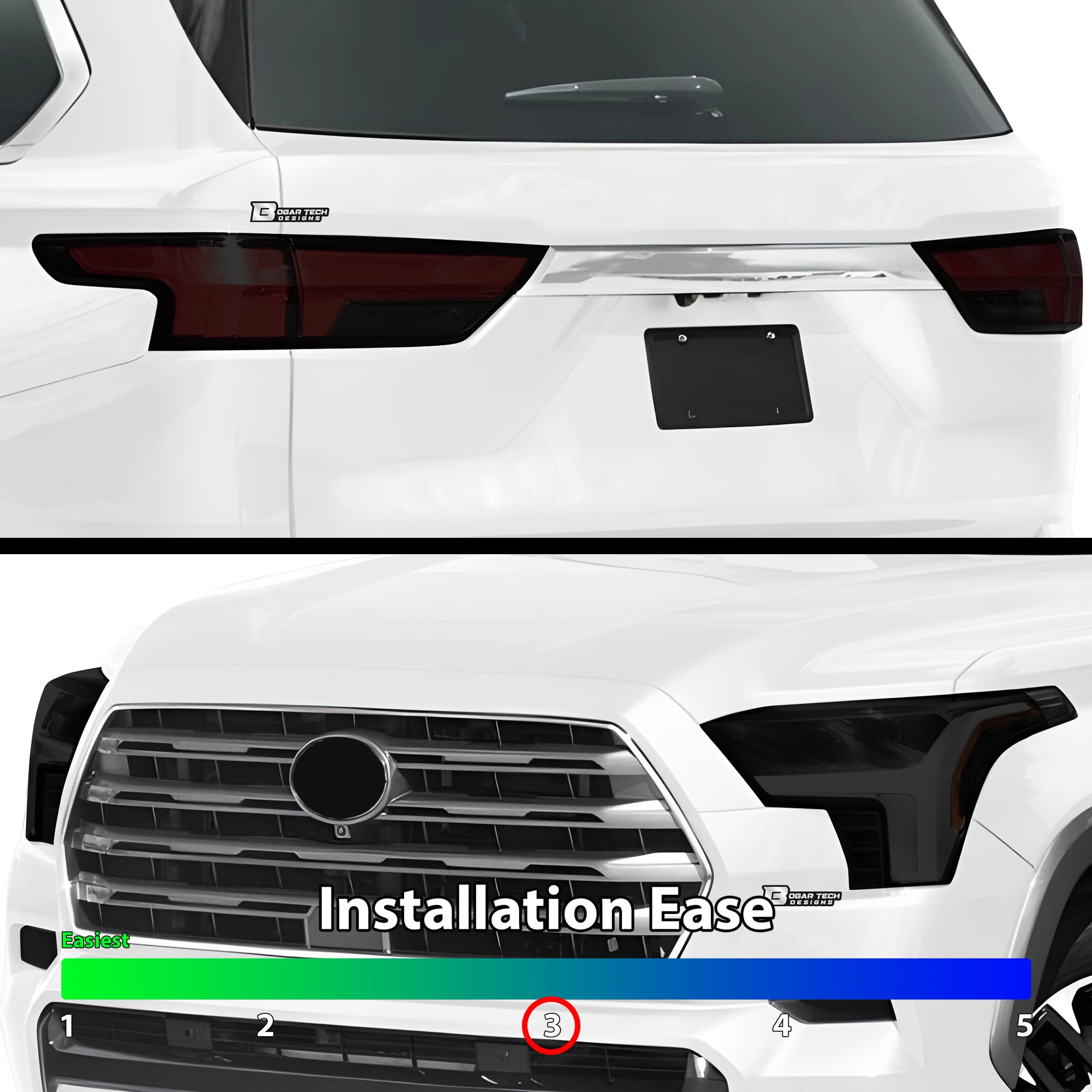 Full Headlight Taillight Precut Smoked PPF Tint Kit Film Overlay Fits Toyota Sequoia 2023-2025