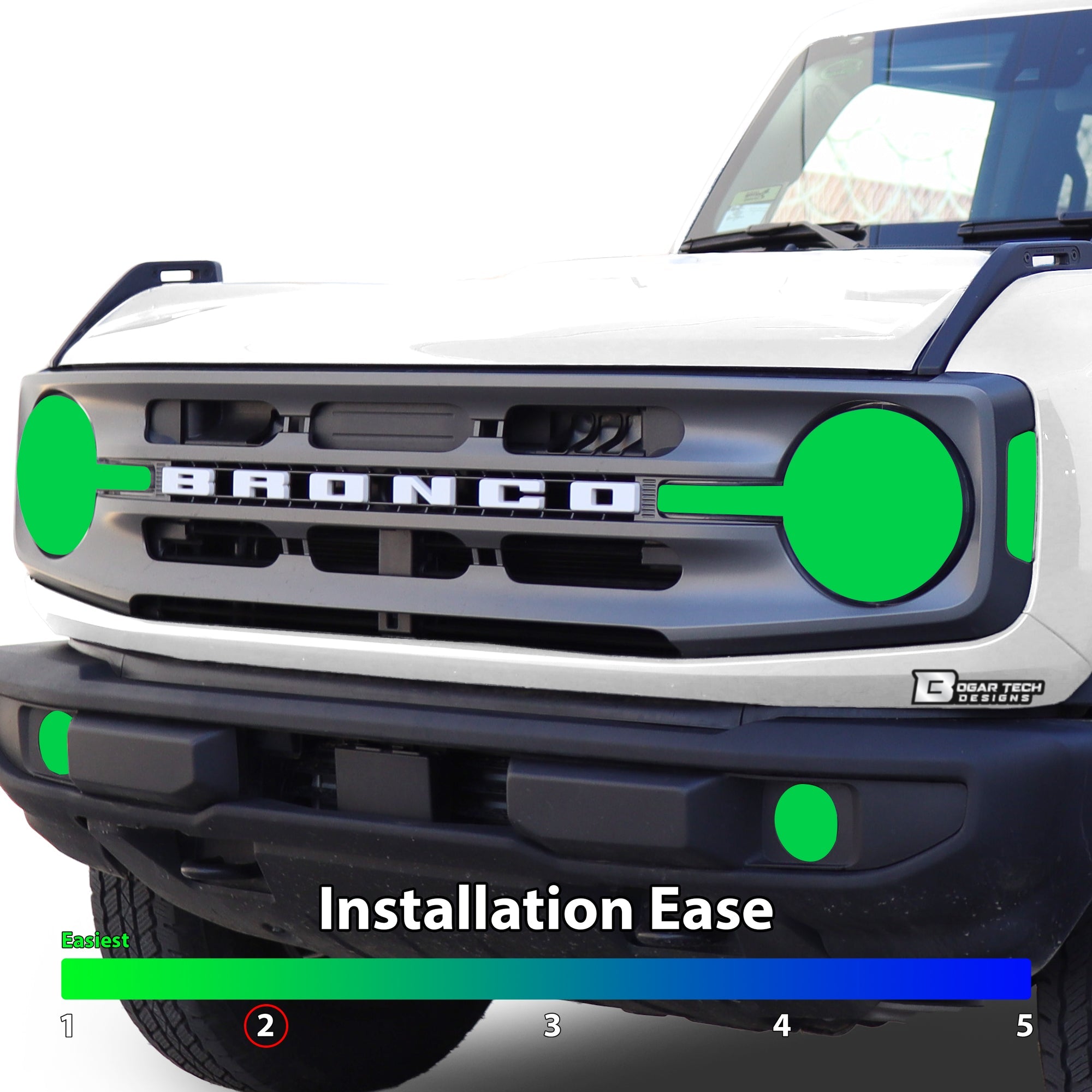Headlight Reverse Light Precut Tint Overlay Fits Ford Bronco 2021-2025