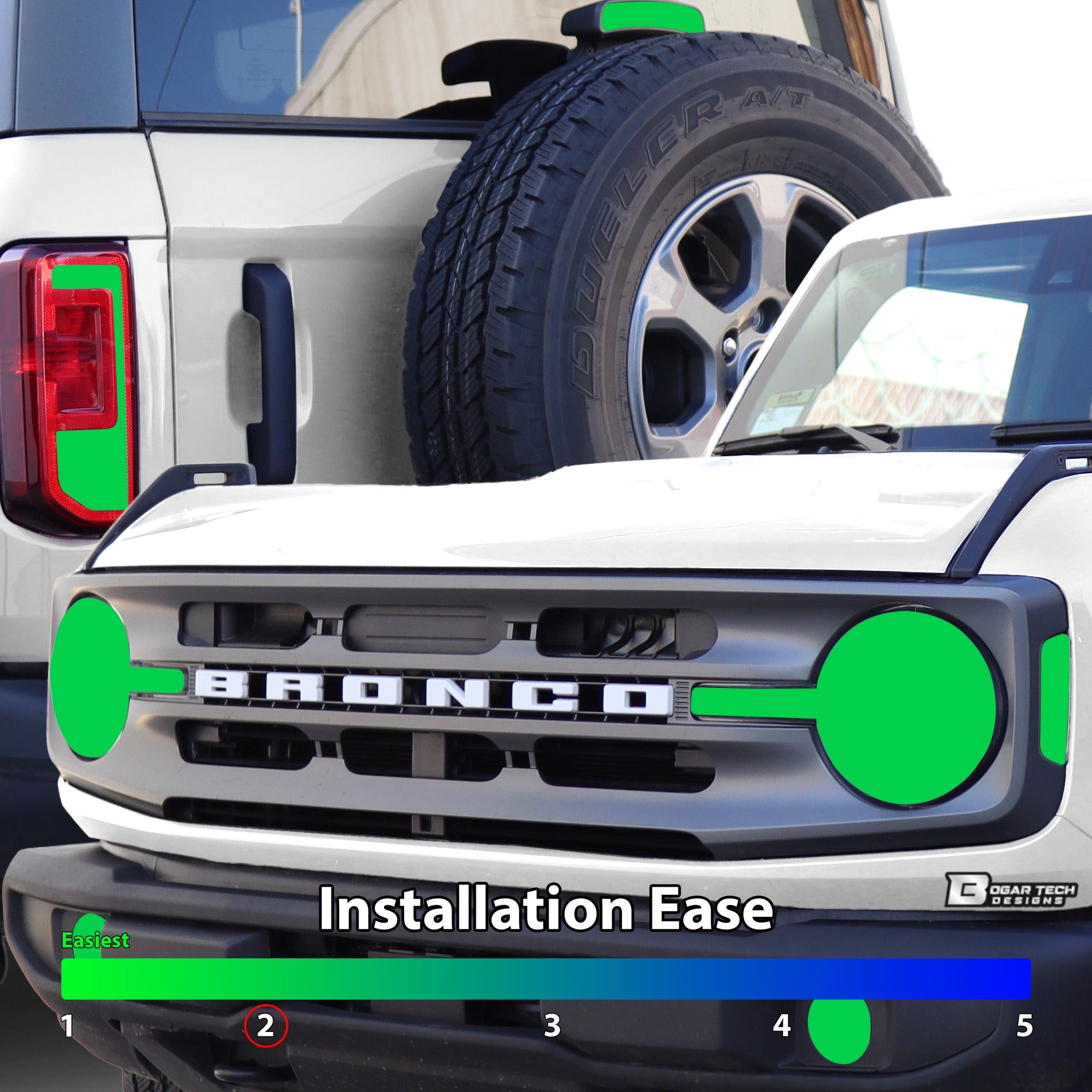 Headlight Reverse Light Precut Tint Overlay Fits Ford Bronco 2021-2025 - 0