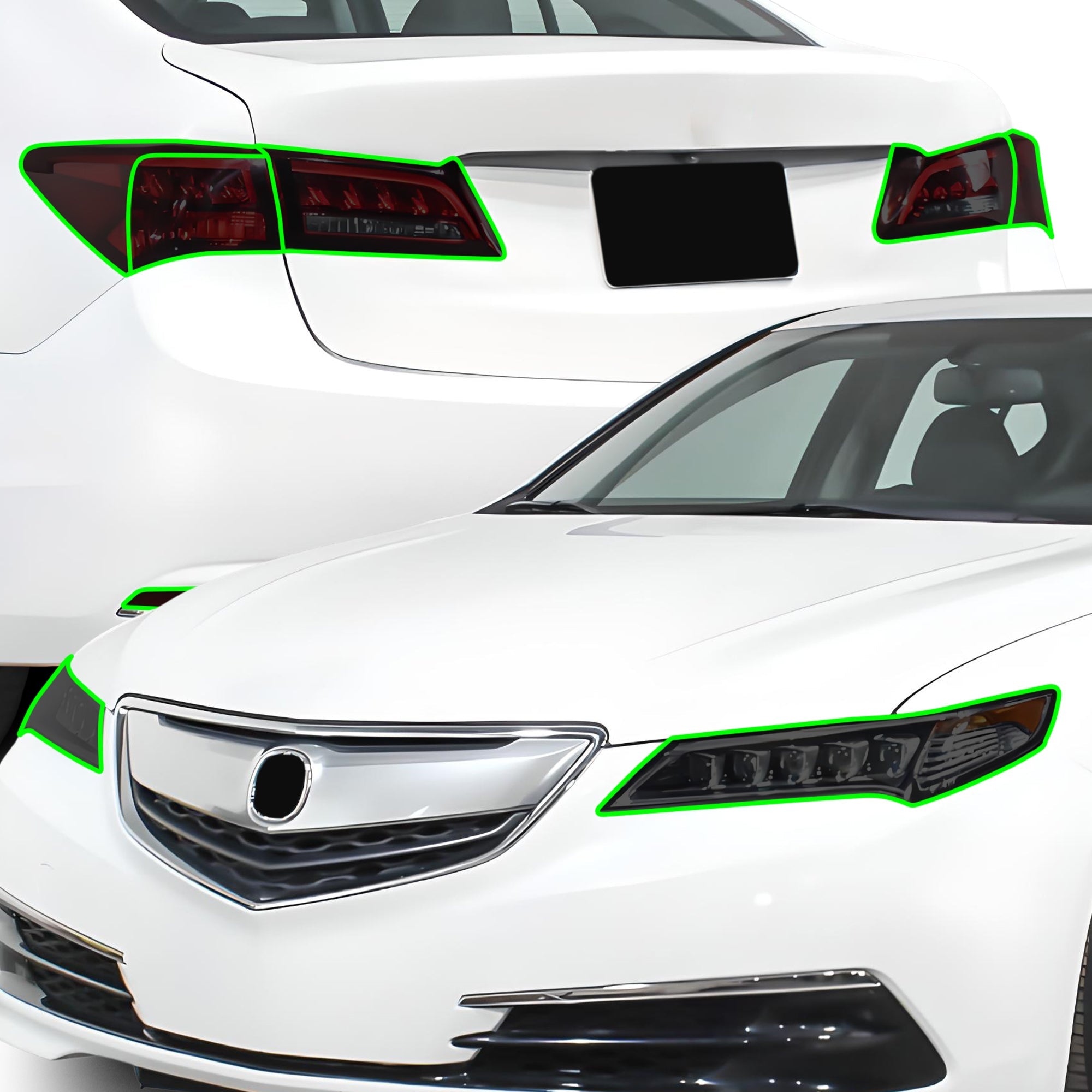 Full Headlight Taillight Precut Smoked PPF Tint Kit Film Overlay Fits Acura TLX 2015-2020