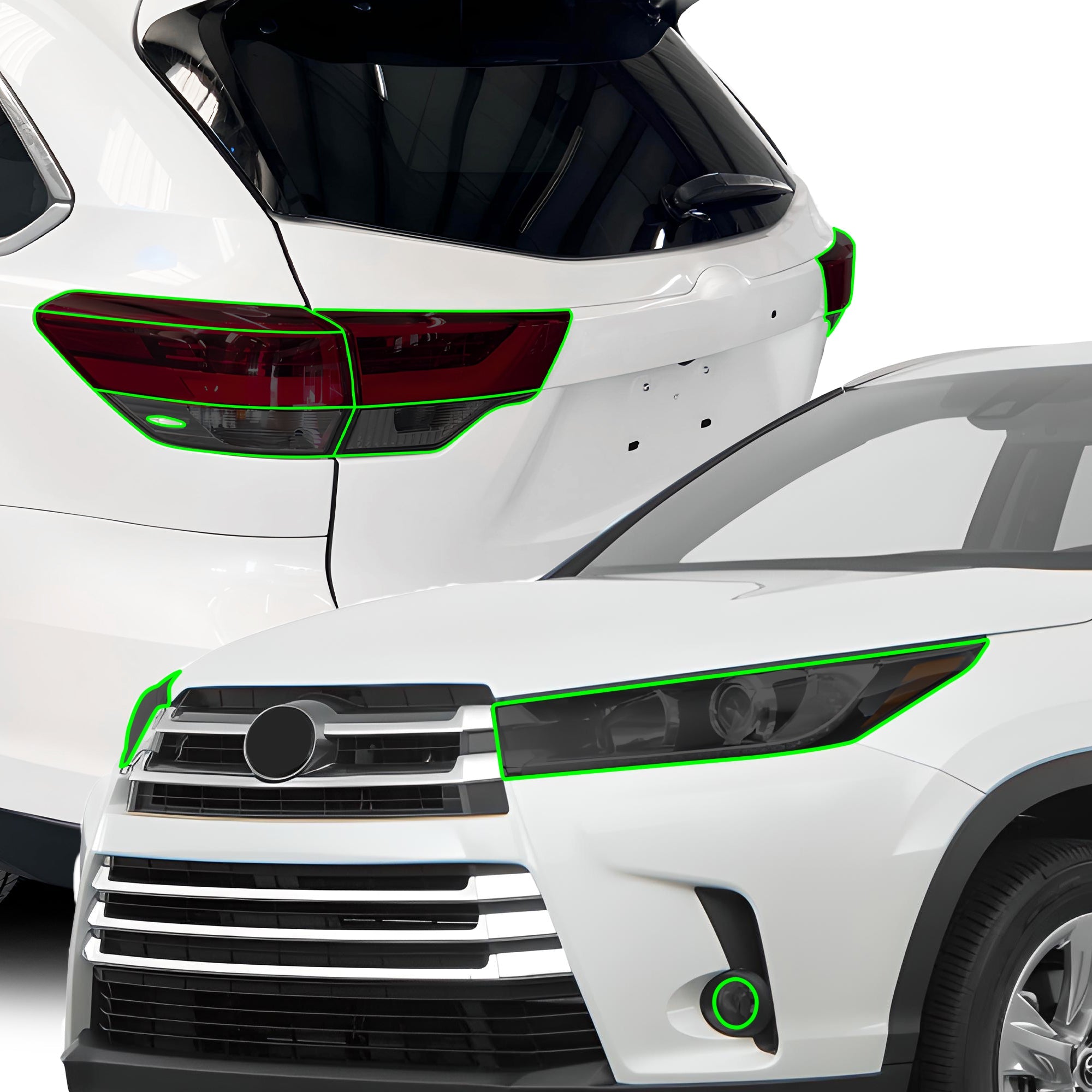 Full Headlight Taillight Precut Smoked PPF Tint Kit Film Overlay Fits Toyota Highlander 2016-2019