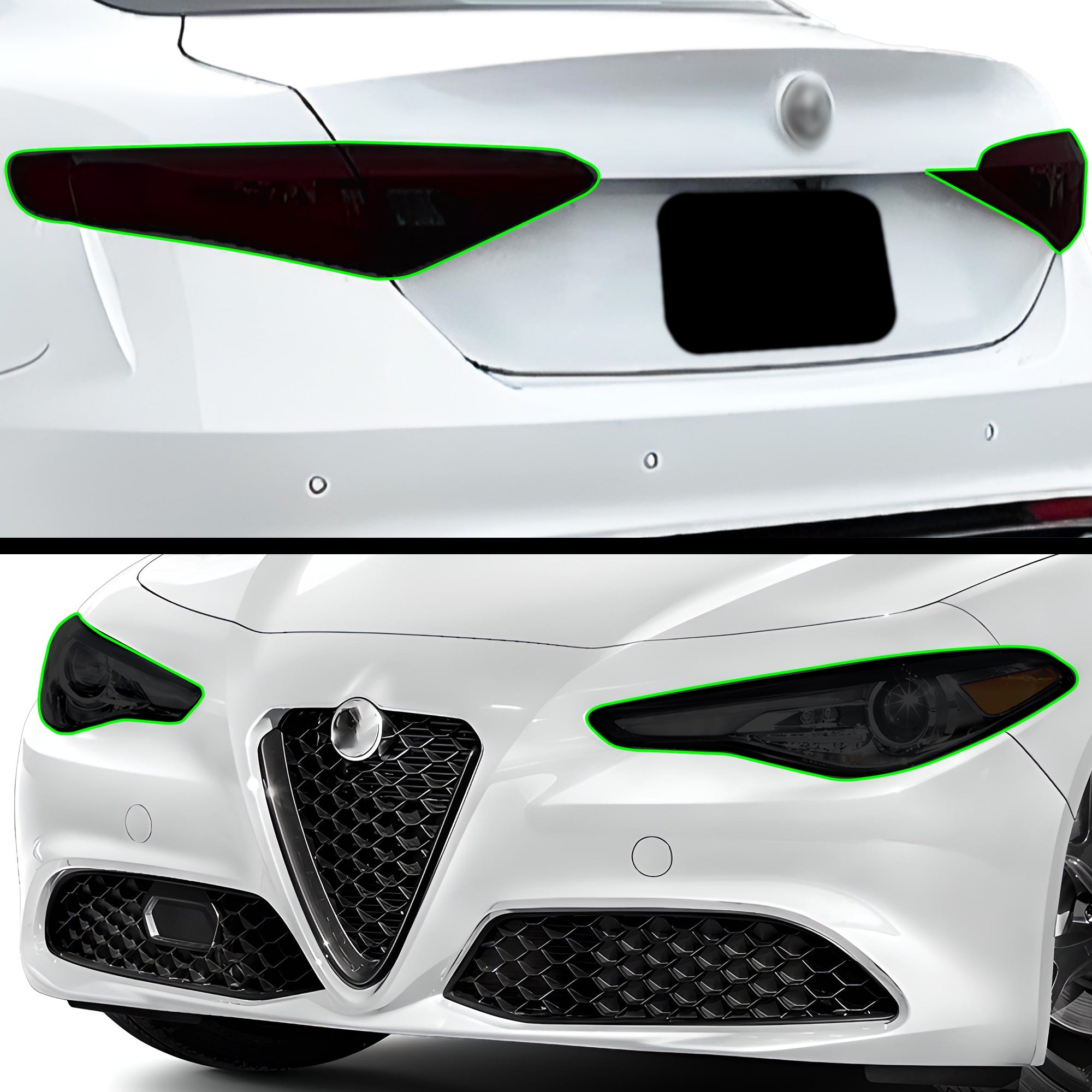 Full Headlight Taillight Precut Smoked PPF Tint Kit Film Overlay Fits Alfa Rome Giulia 2016-2025