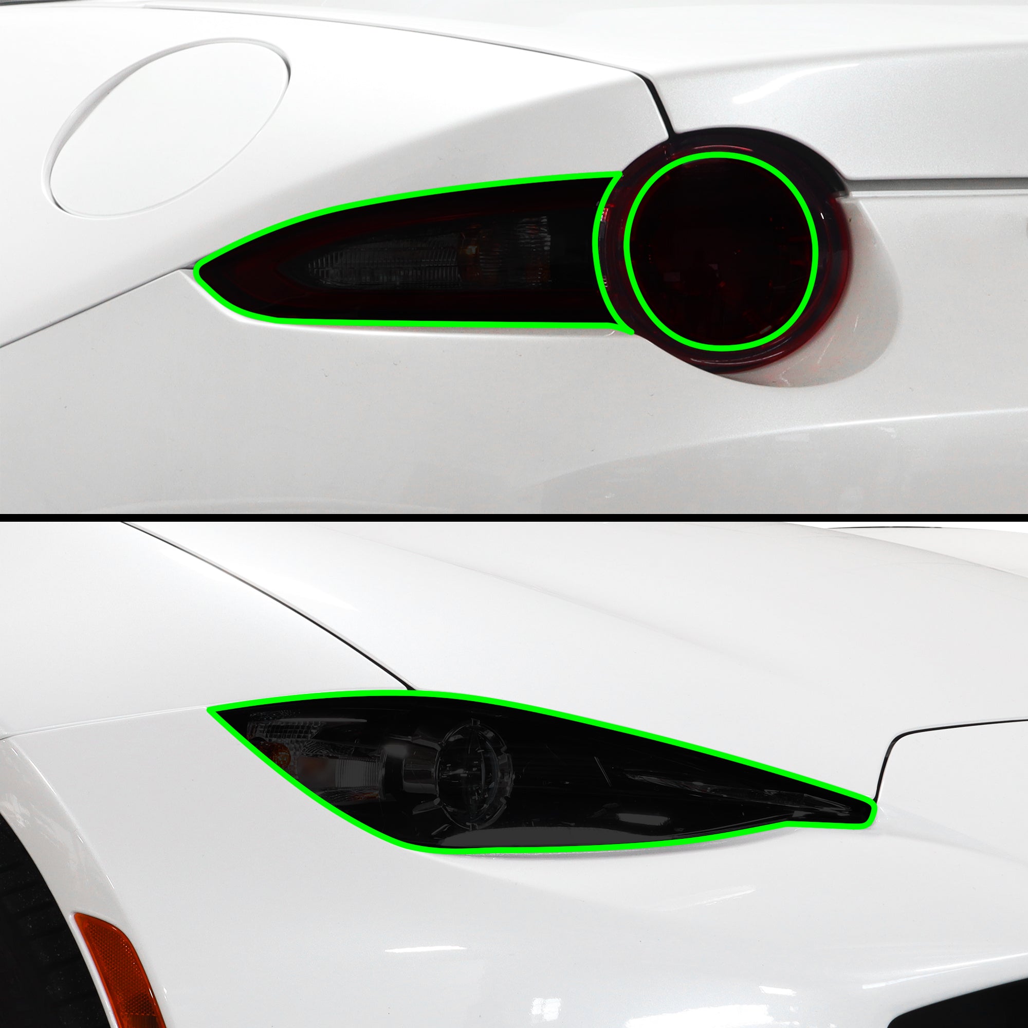 Full Headlight Taillight Precut Smoked PPF Tint Kit Film Overlay Fits Mazda Miata 2016-2025