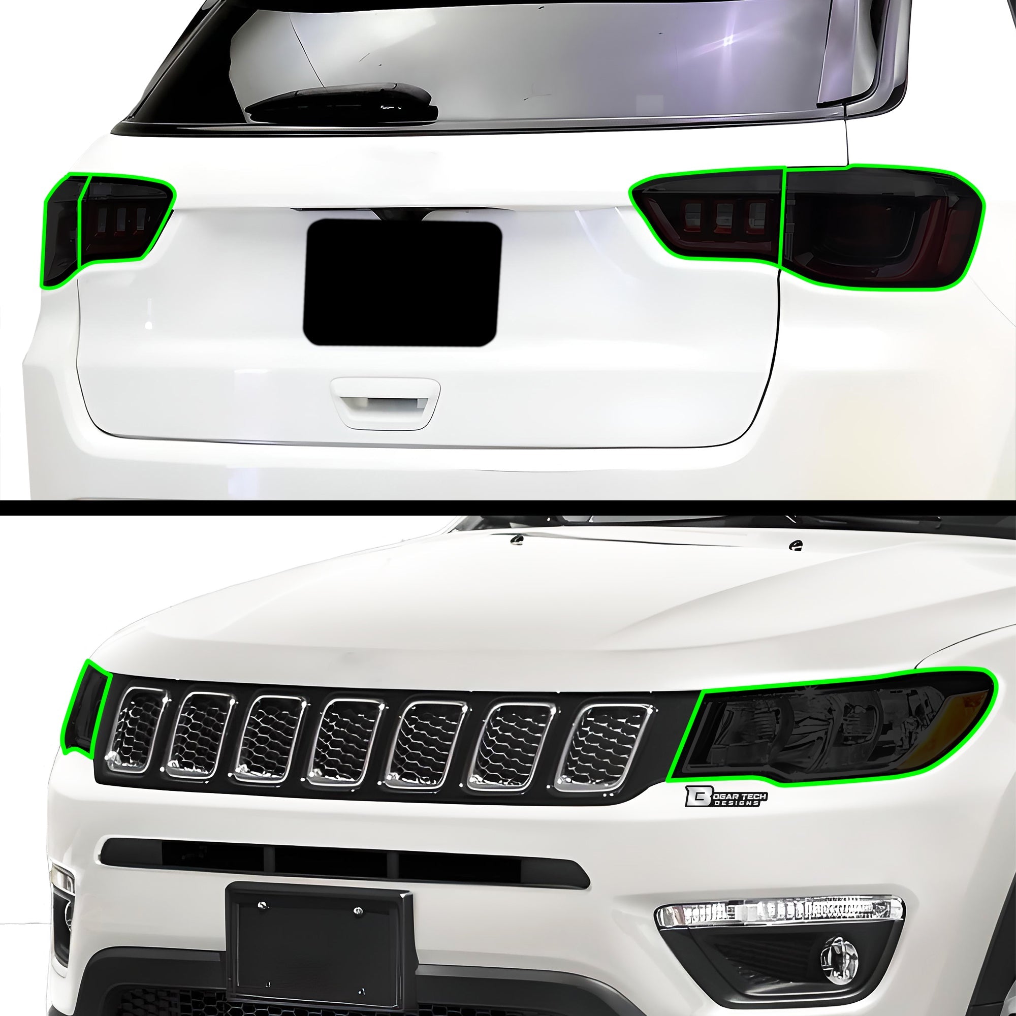 Full Headlight Taillight Precut Smoked PPF Tint Kit Film Overlay Fits Jeep Compass 2018-2025