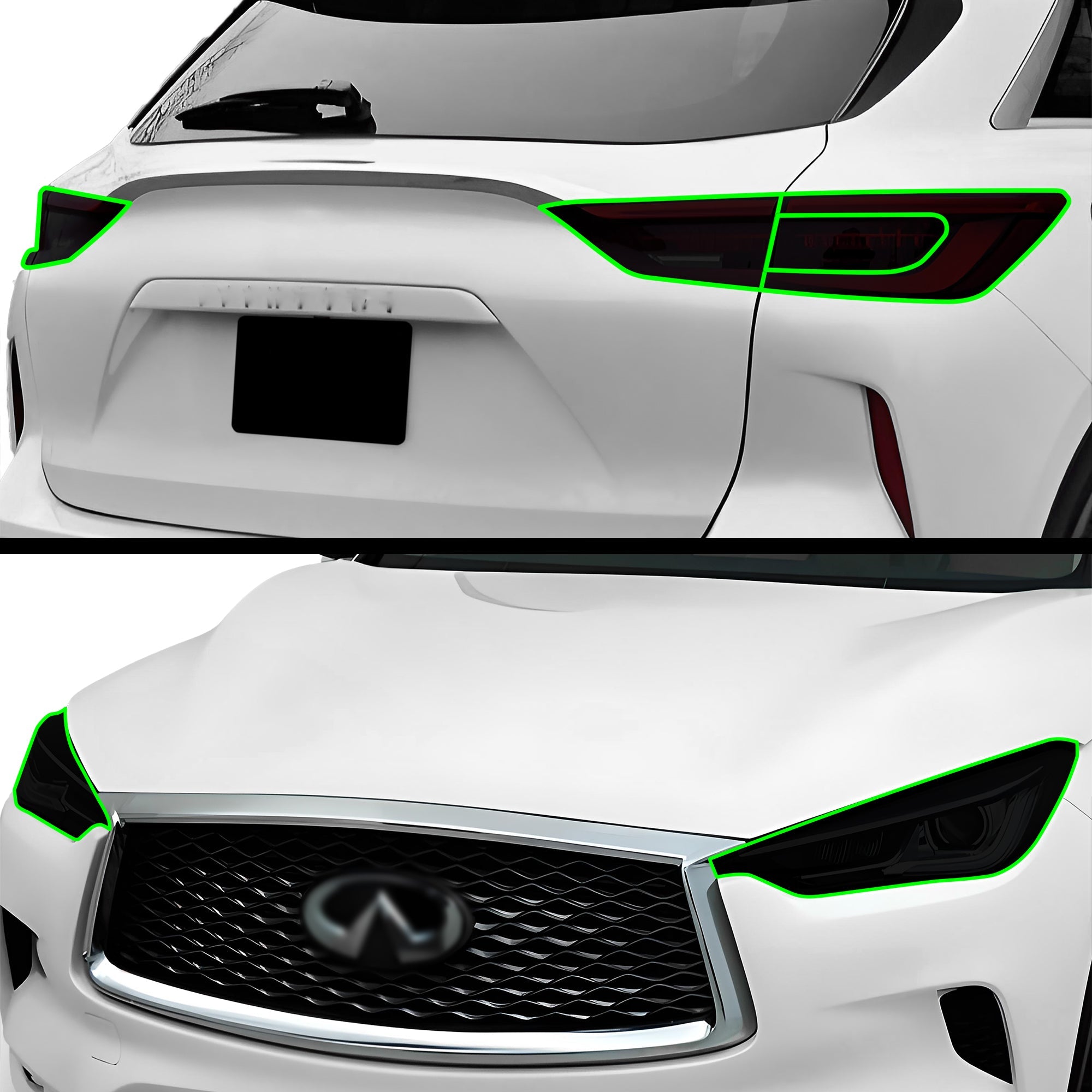 Full Headlight Taillight Precut Smoked PPF Tint Kit Film Overlay Fits Infiniti QX50 2019-2025