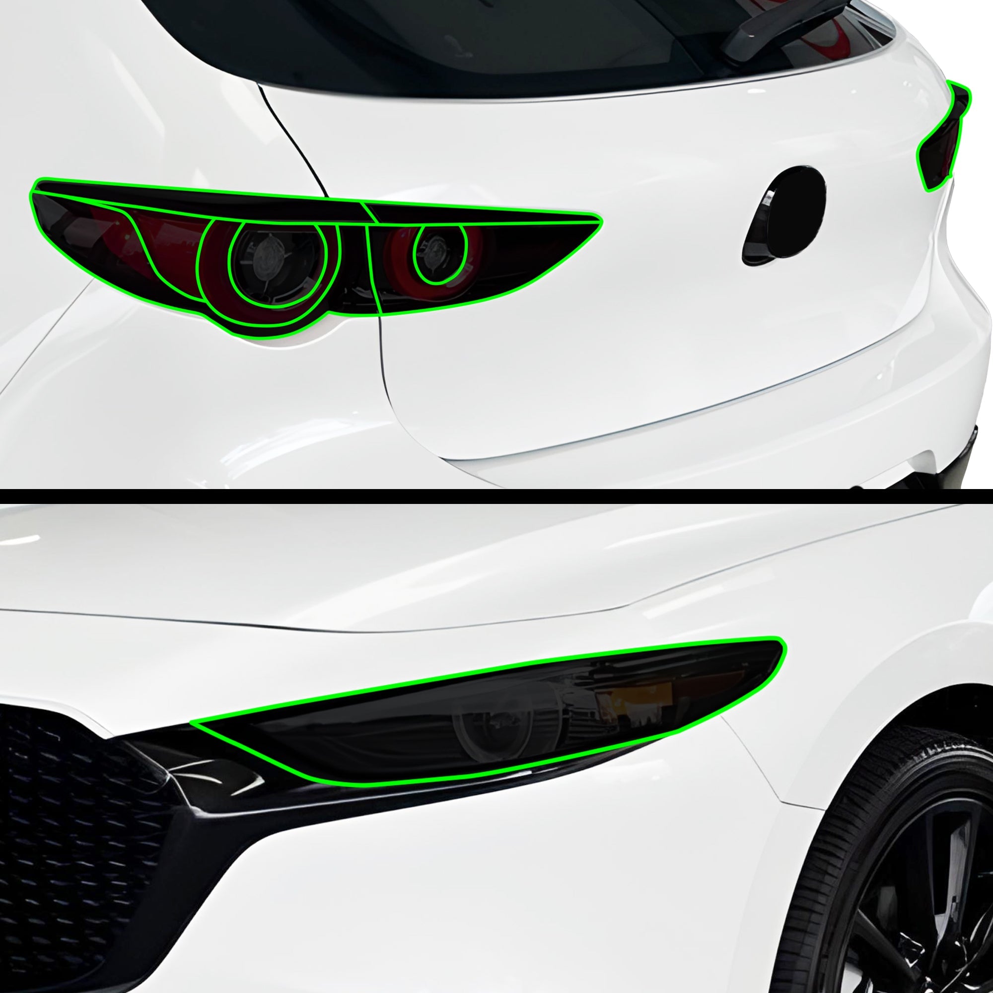 Full Headlight Taillight Precut Smoked PPF Tint Kit Film Overlay Fits Mazda 3 2019-2025
