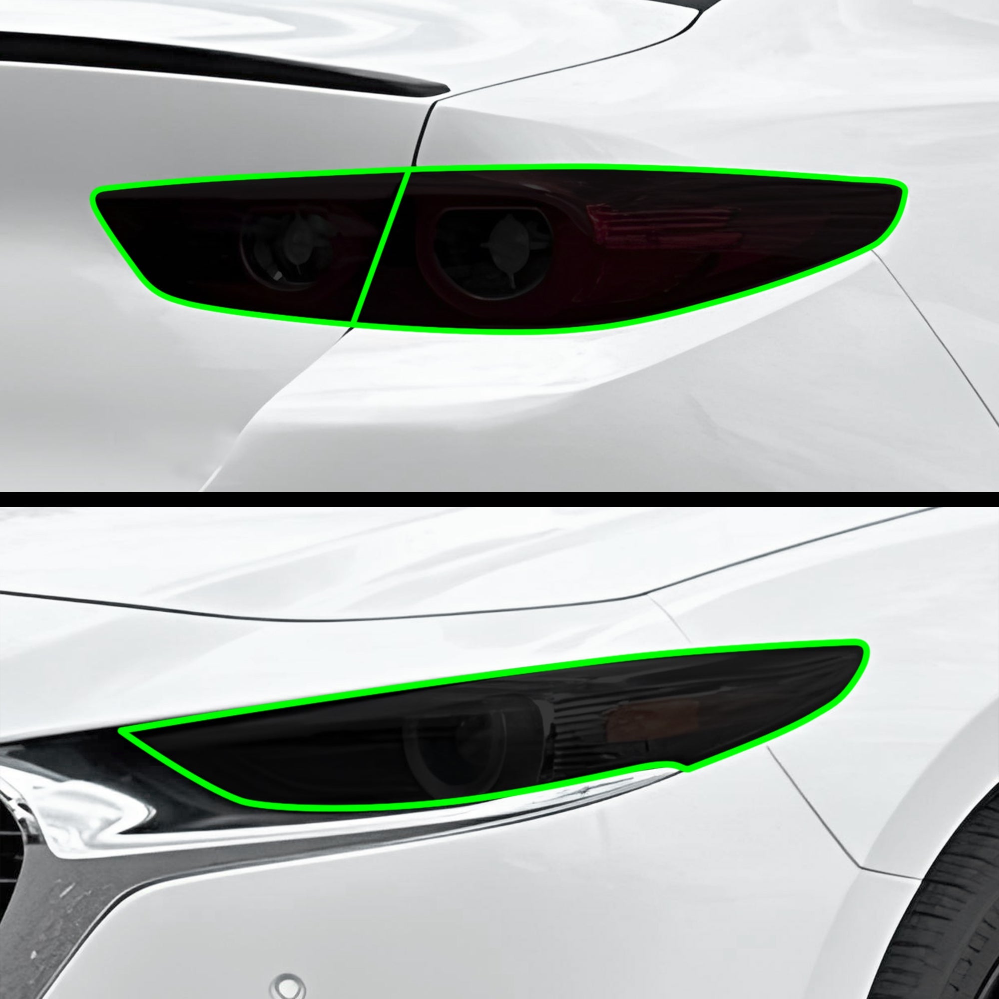 Full Headlight Taillight Precut Smoked PPF Tint Kit Film Overlay Fits Mazda 3 2019-2025