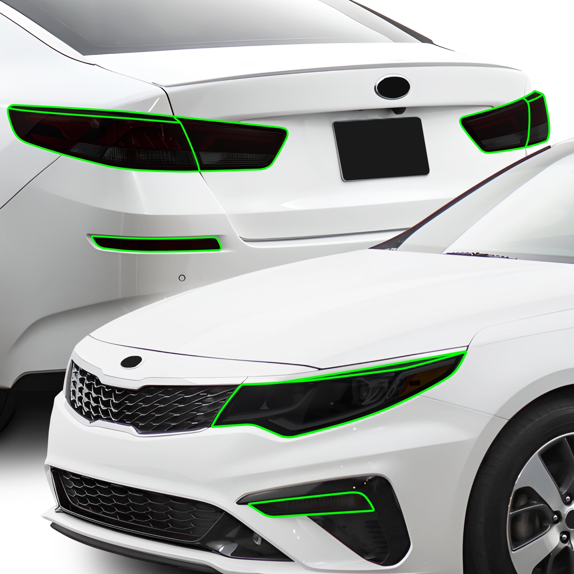 Full Headlight Taillight Precut Smoked PPF Tint Kit Film Overlay Fits Kia Optima 2016-2020