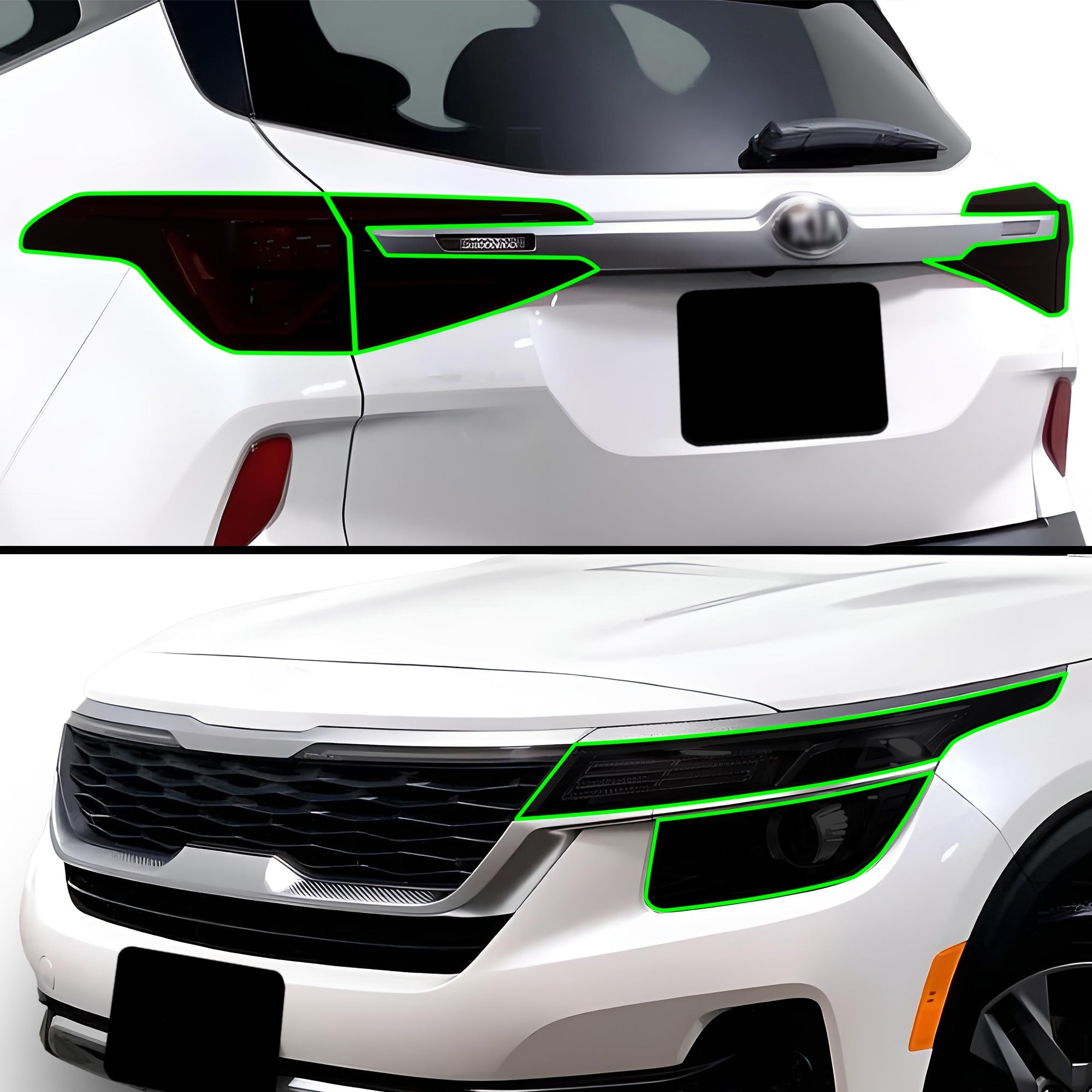Full Headlight Taillight Precut Smoked PPF Tint Kit Film Overlay Fits Kia Seltos 2021-2023