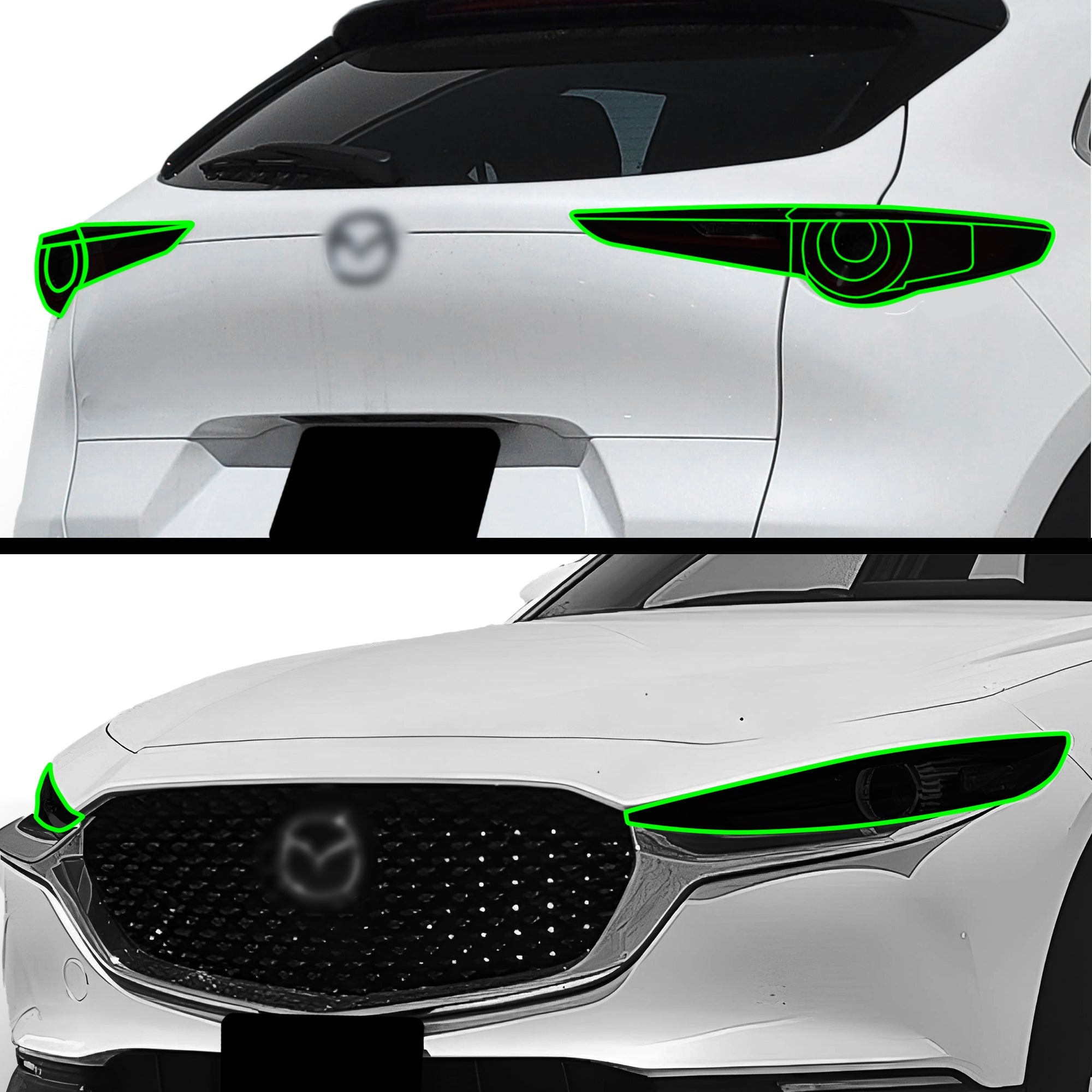 Full Headlight Taillight Precut Smoked PPF Tint Kit Film Overlay Fits Mazda Cx-30 2020-2025