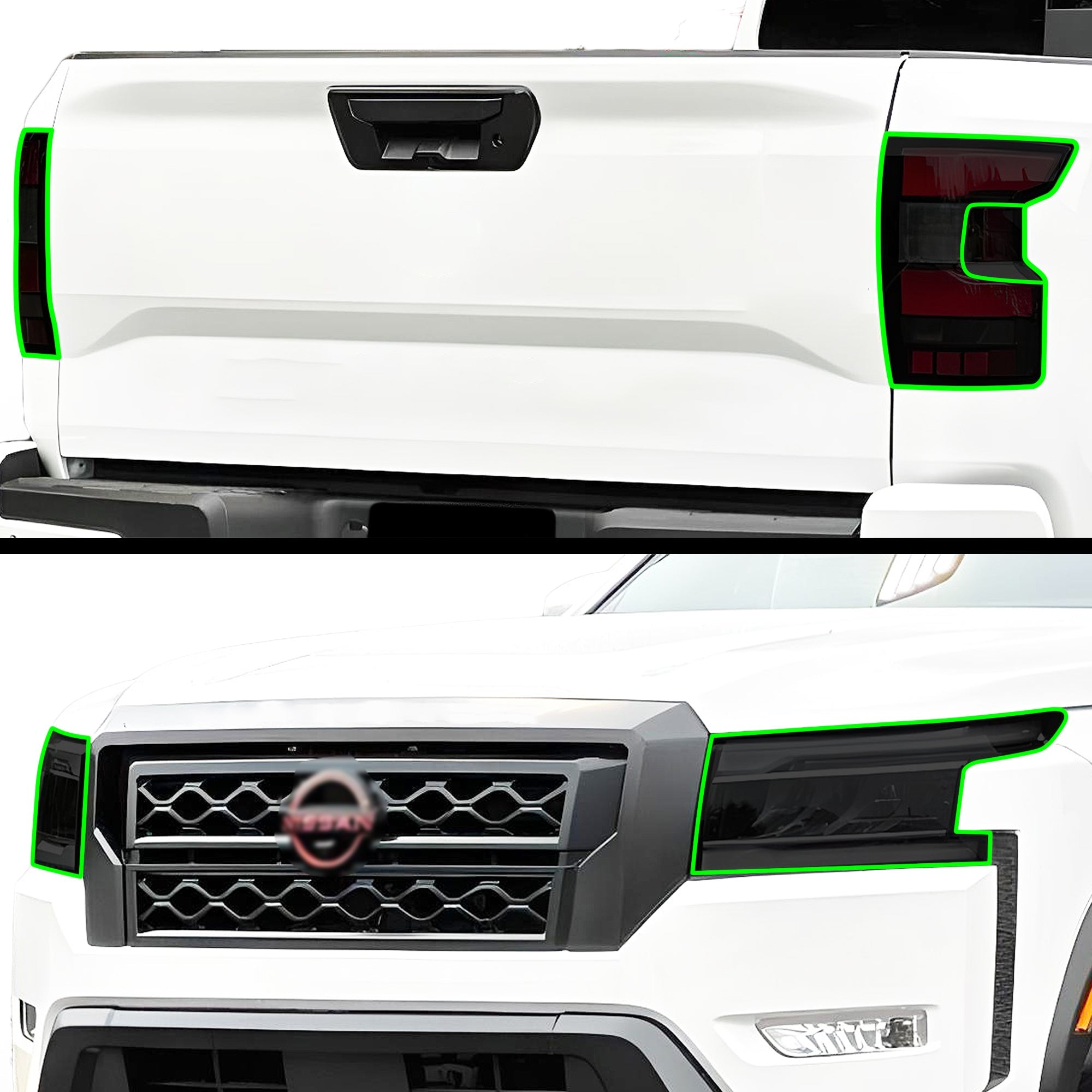 Full Headlight Taillight Precut Smoked PPF Tint Kit Film Overlay Fits Nissan Frontier 2022-2025