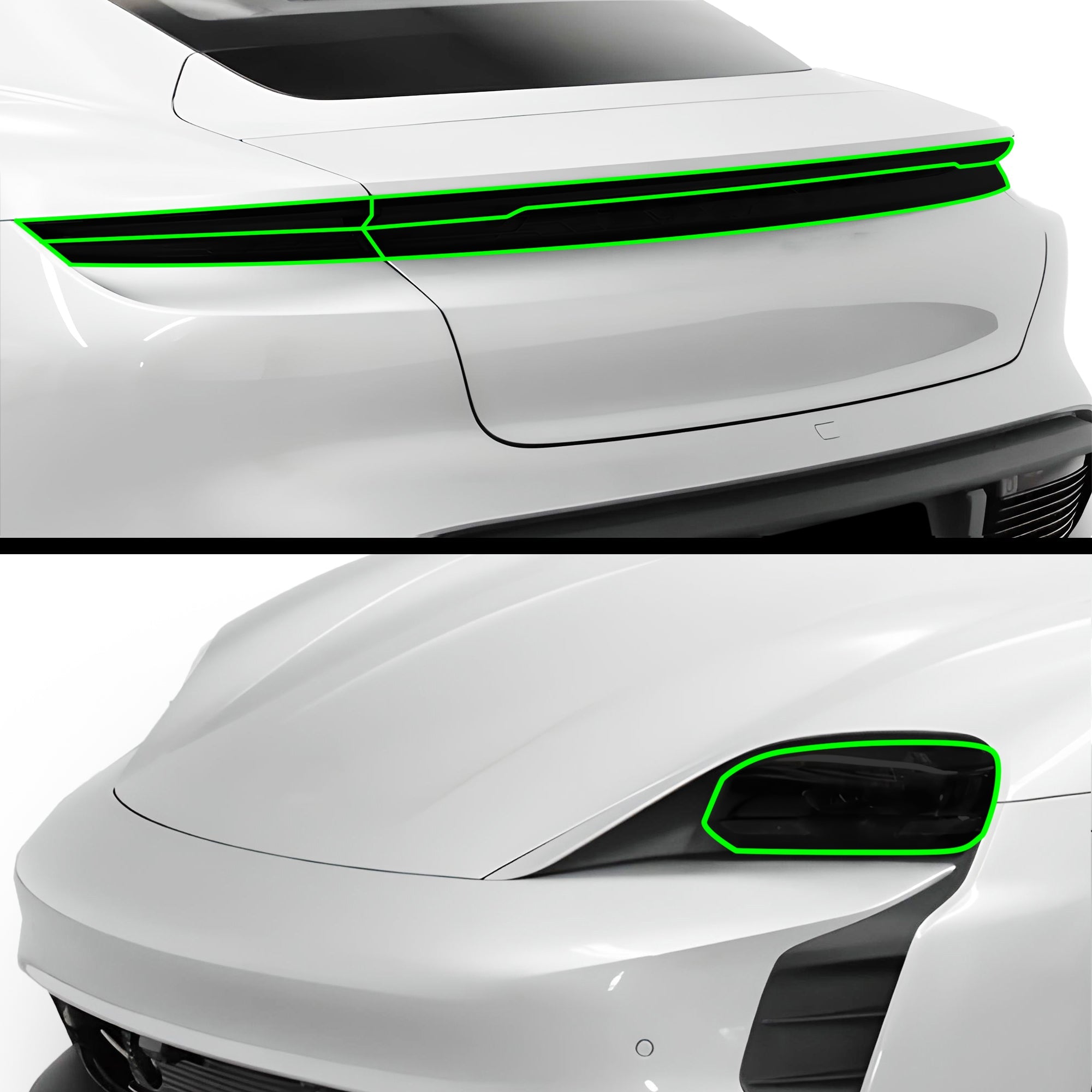 Full Headlight Taillight Precut Smoked PPF Tint Kit Film Overlay Fits Porsche Taycan 2020-2025