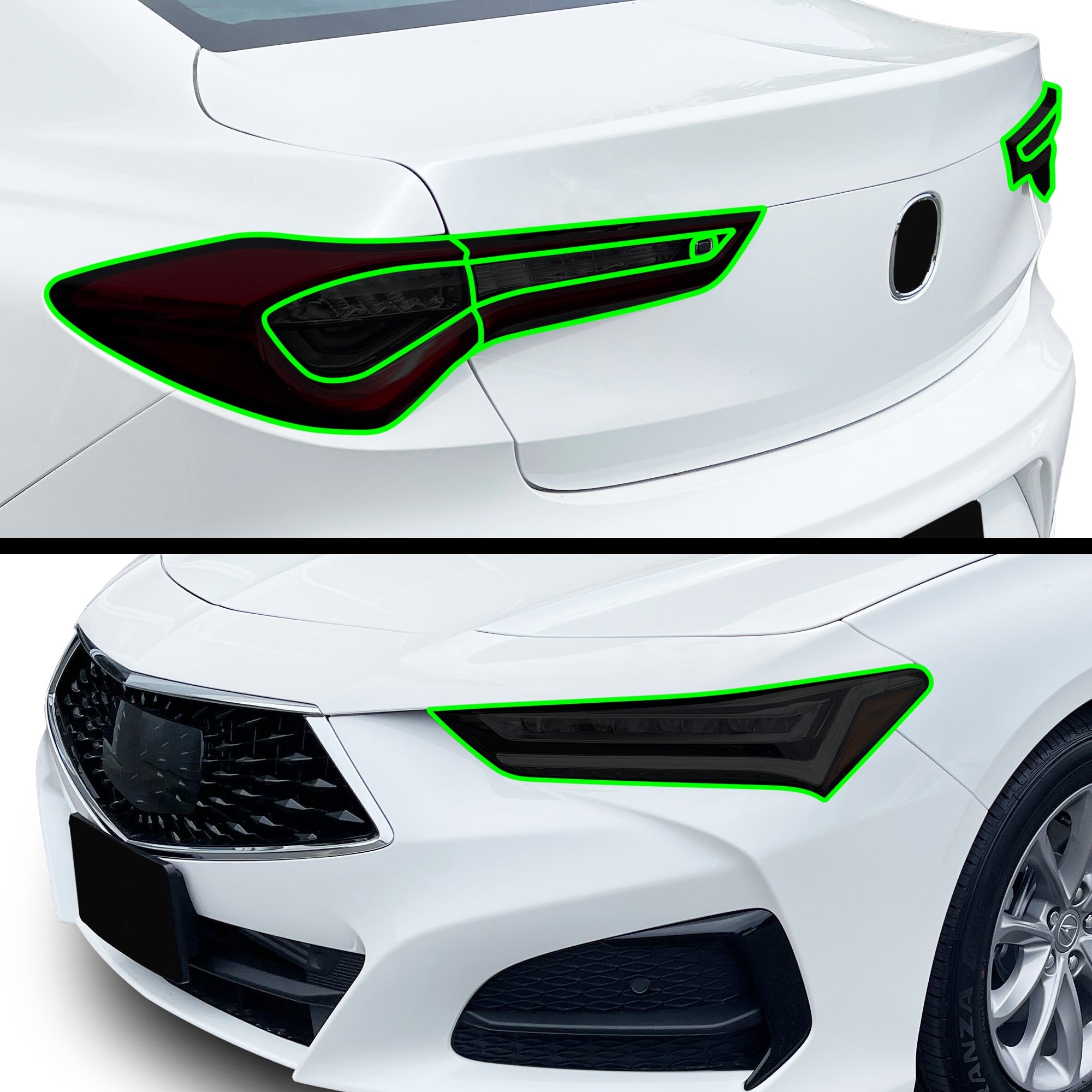 Fits Acura TLX 2021-2025 Full Headlight Taillight Precut Smoked PPF Tint Kit Overlay Film
