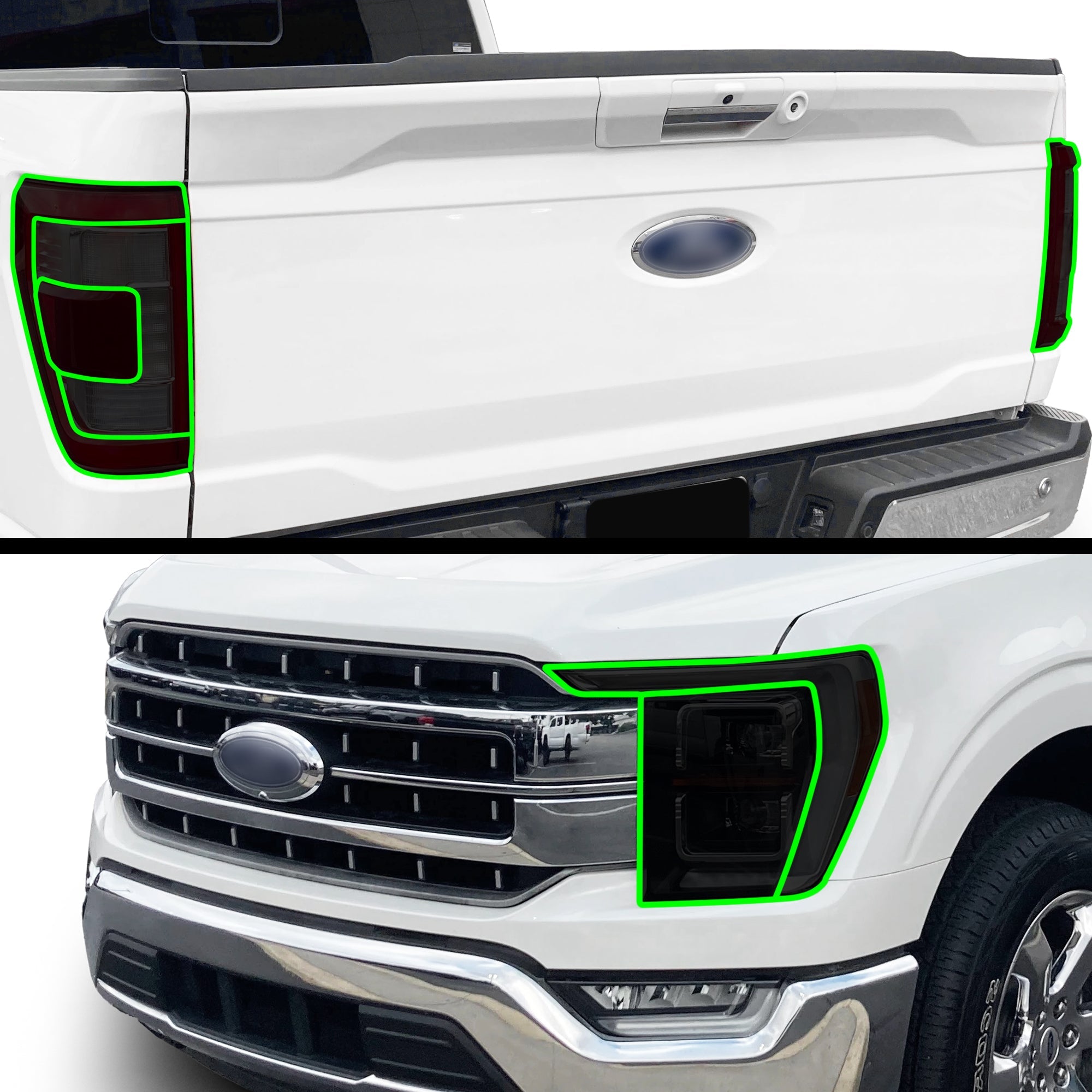 Full Headlight Taillight Precut Smoked PPF Tint Kit Film Overlay Fits FORD F-150 F150 2021-2023