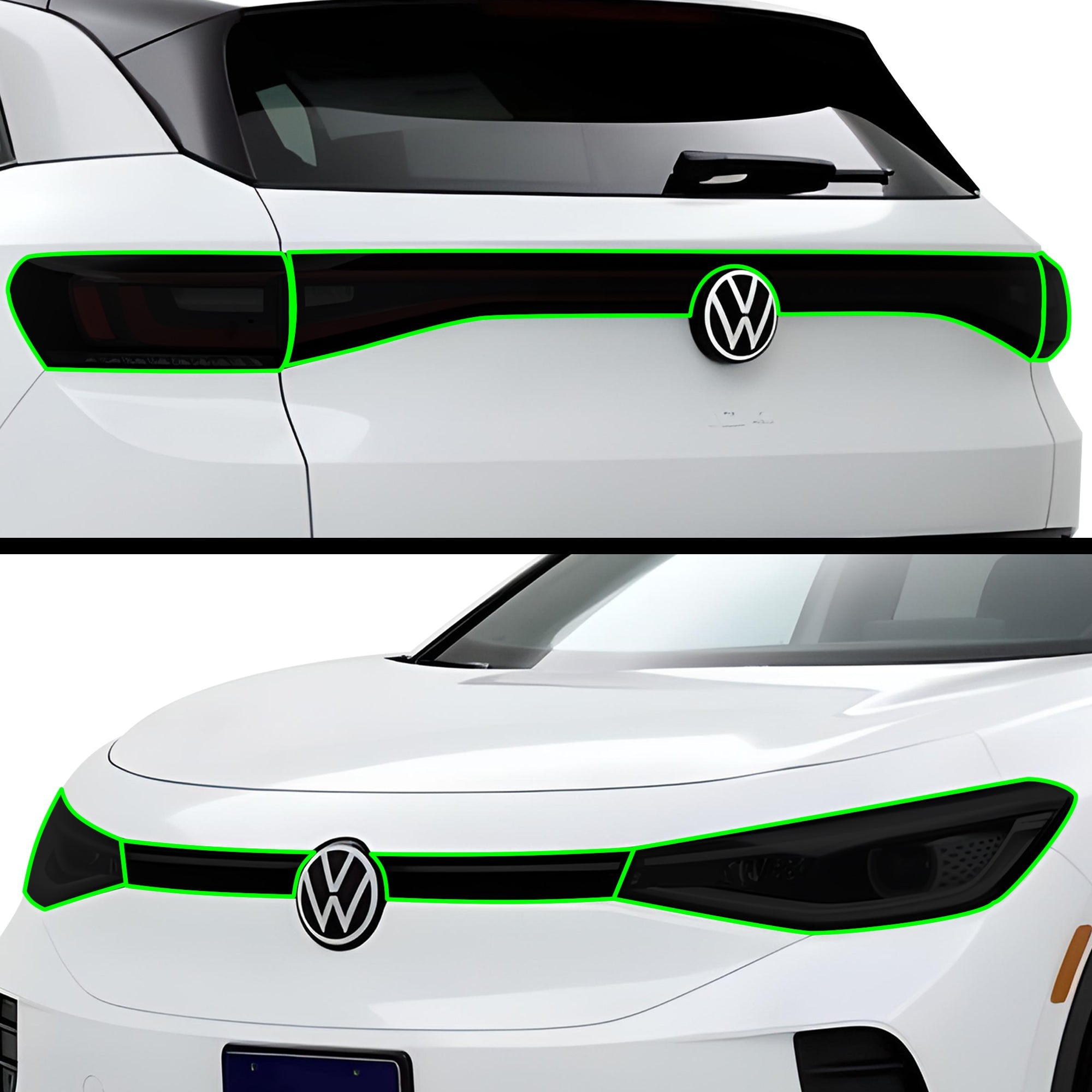 Full Headlight Taillight Precut Smoked PPF Tint Kit Film Overlay Fits Volkswagen ID.4 2021-2025