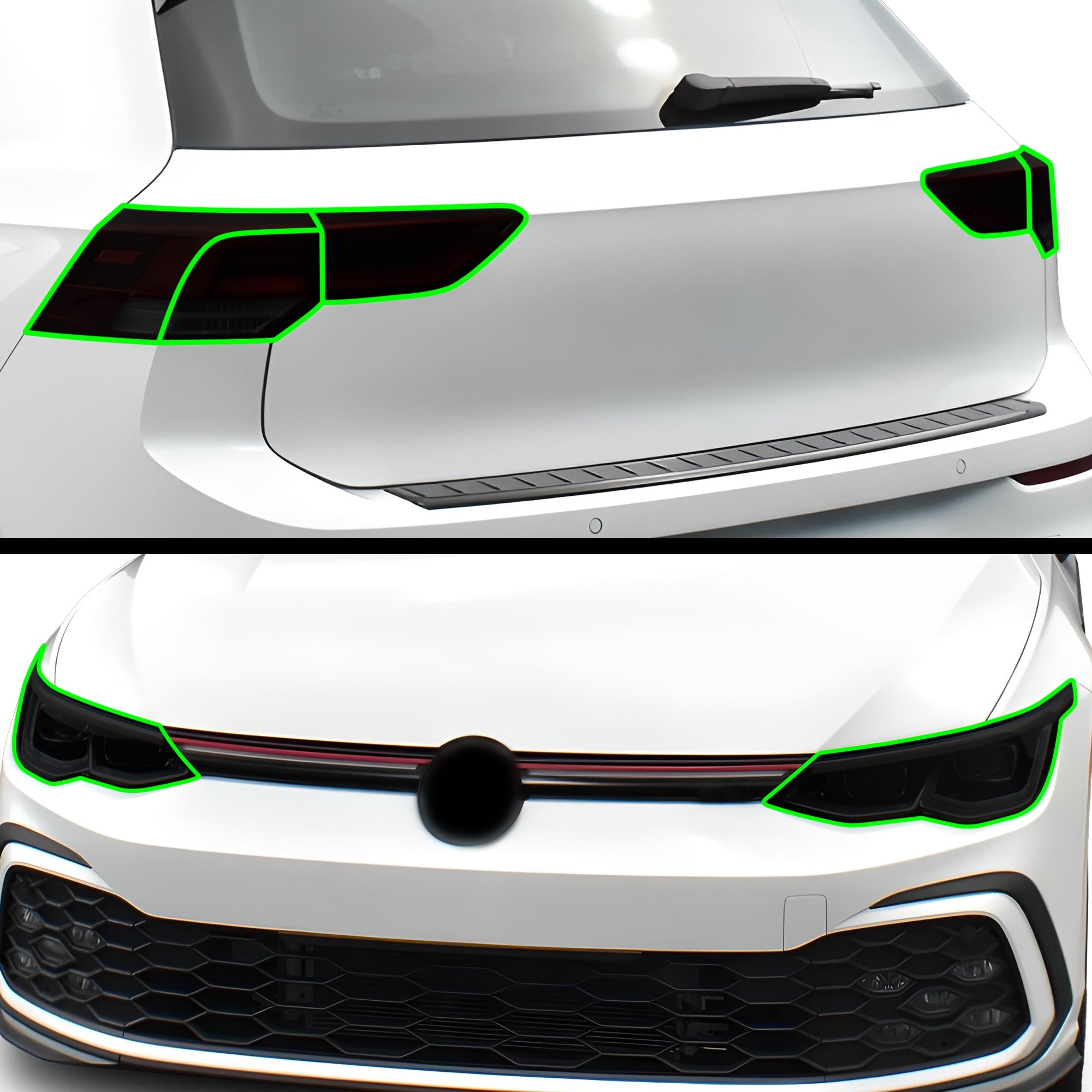 Full Headlight Taillight Precut Smoked PPF Tint Kit Overlay Film Fits Volkswagen Golf 2022-2025