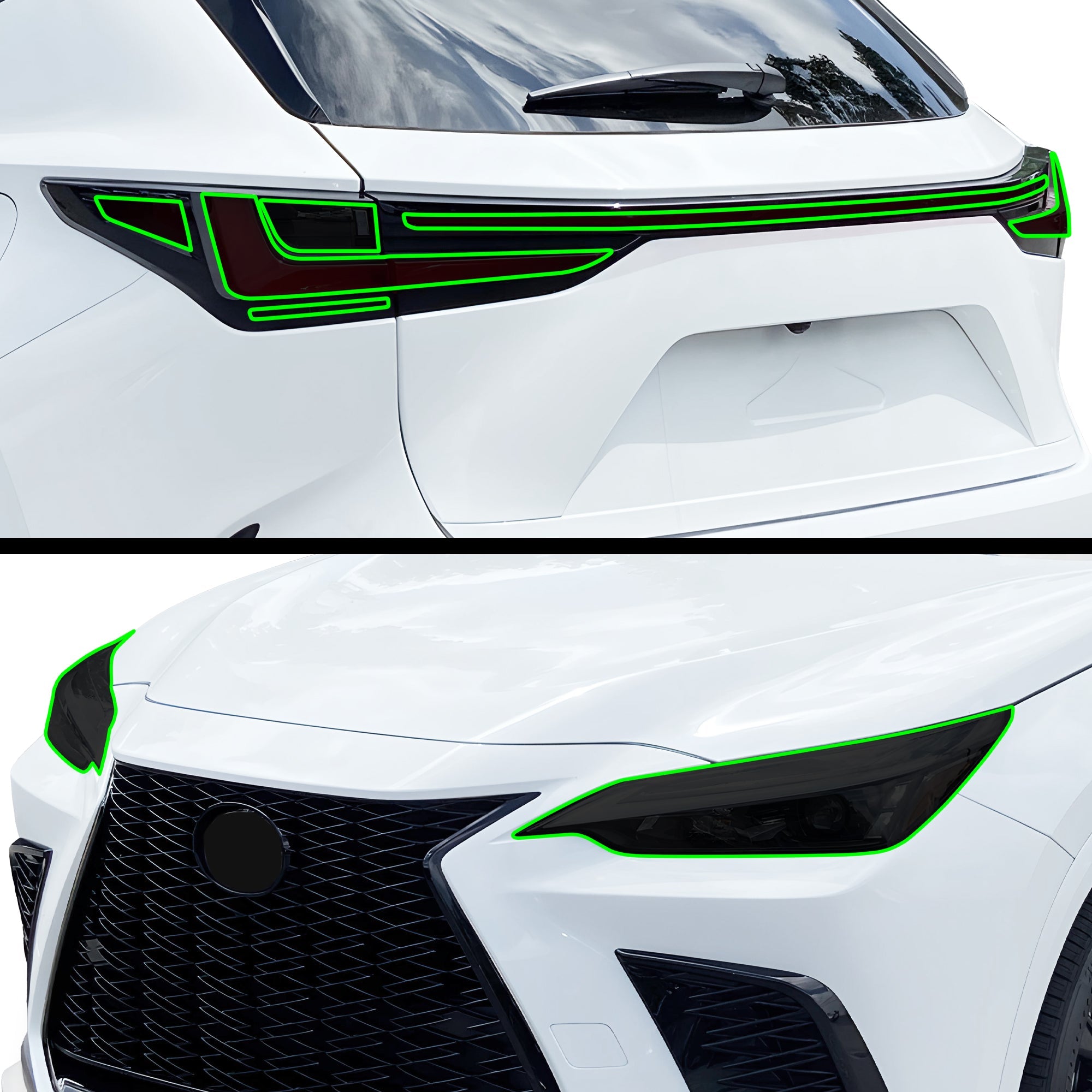 Full Headlight Taillight Precut Smoked PPF Tint Kit Film Overlay Fits Lexus NX 2022-2025