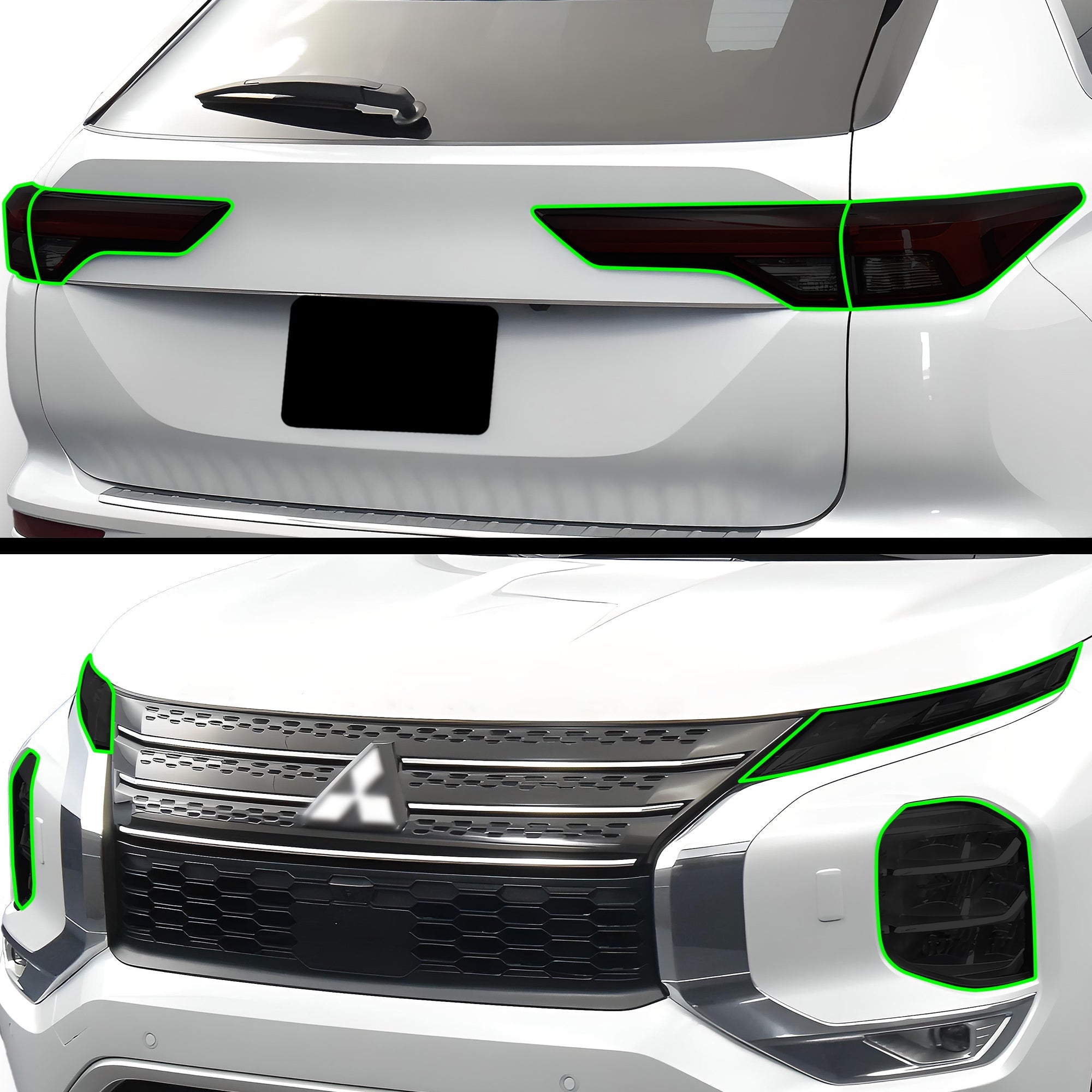 Full Headlight Taillight Precut Smoked PPF Tint Kit Film Overlay Fits Mitsubishi Outlander 2022-2025