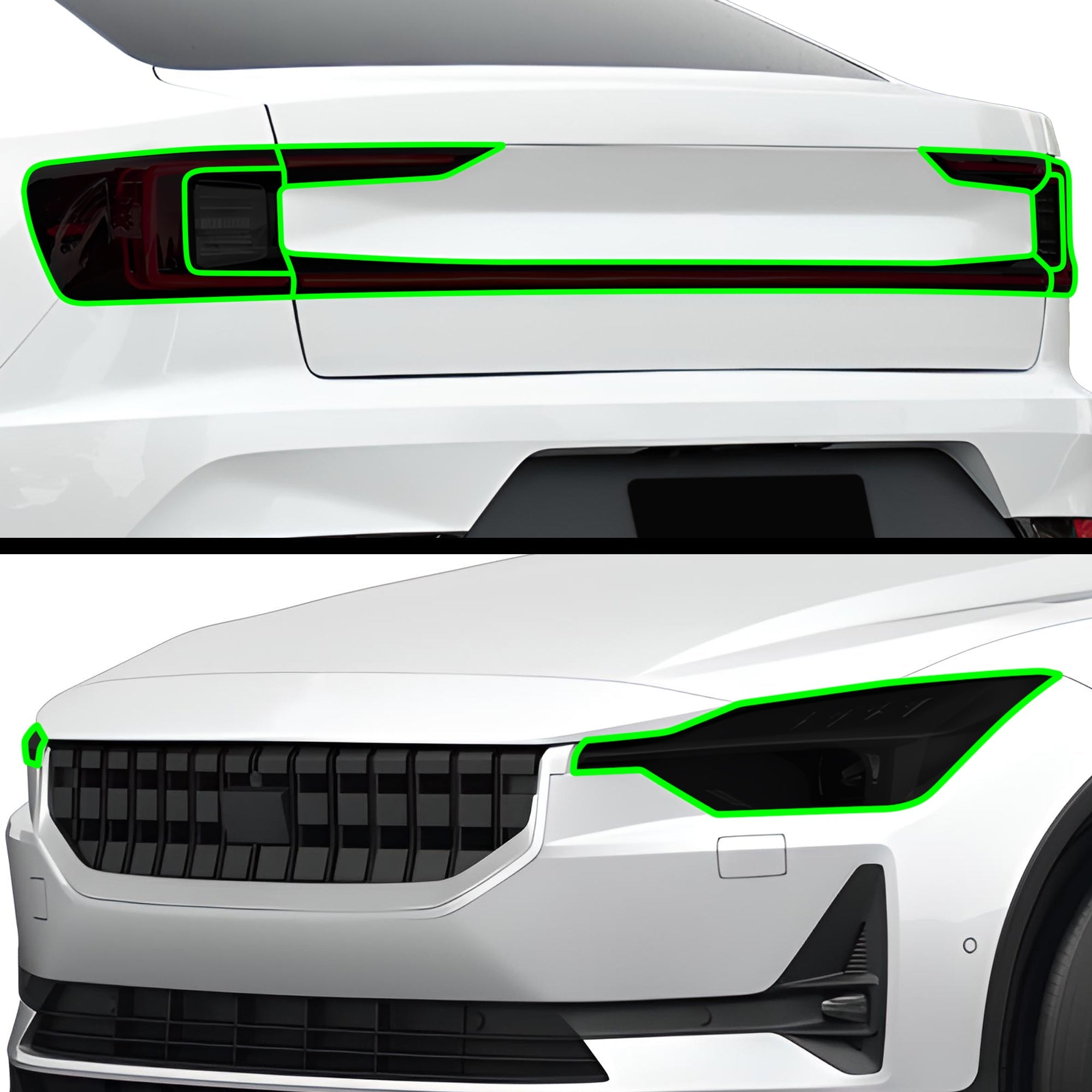 Full Headlight Taillight Precut Smoked PPF Tint Kit Overlay Film Fits Polestar 2 2020-2025