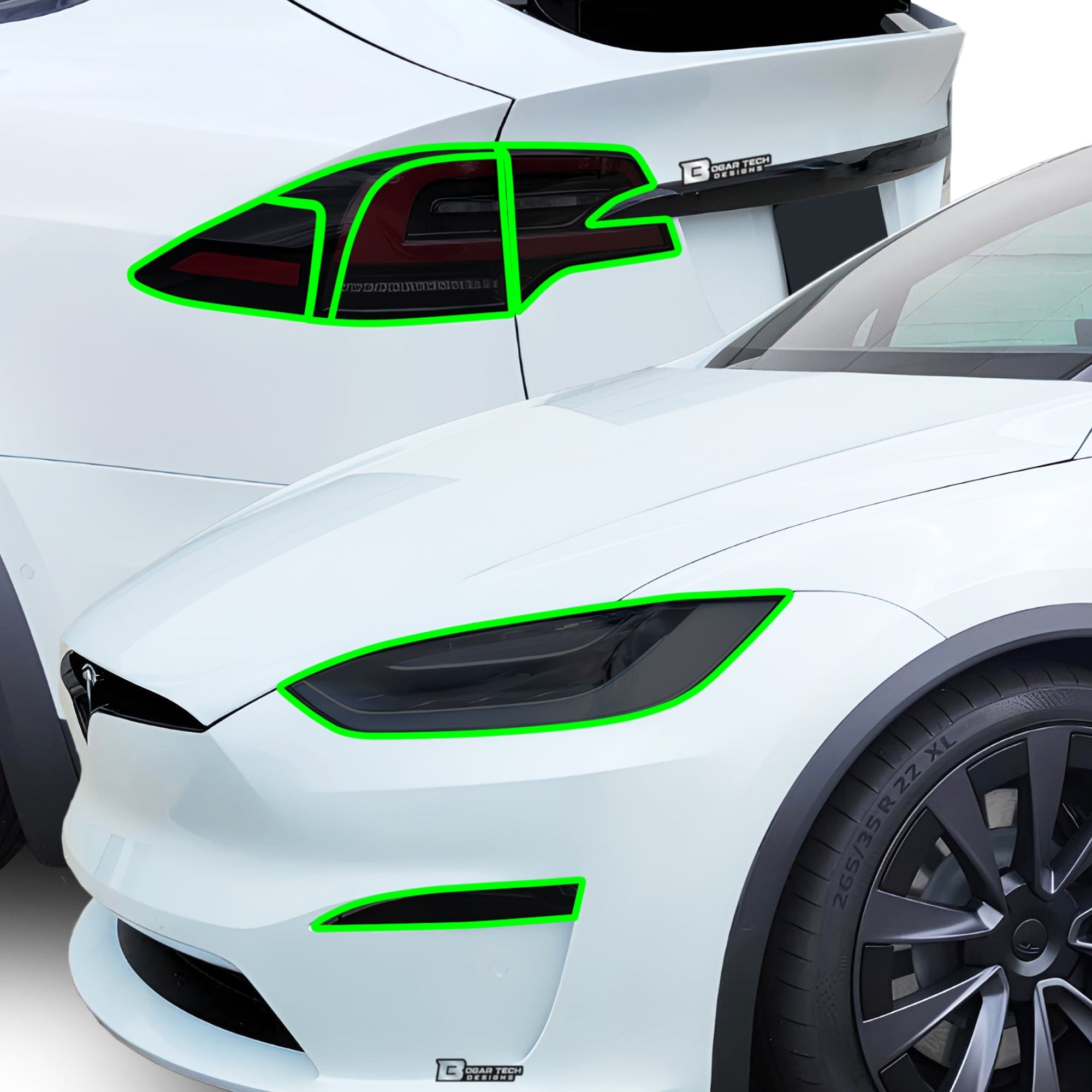 Full Headlight Taillight Precut Smoked PPF Tint Kit Film Overlay Fits Tesla Model X 2022-2025