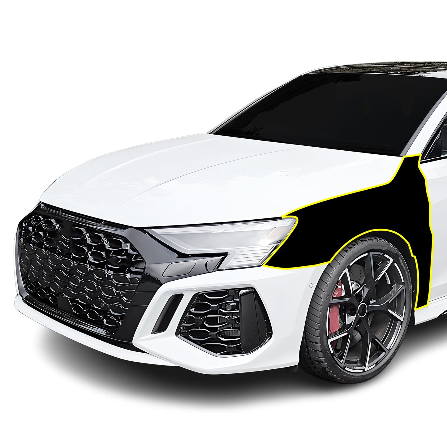 Fits Audi RS3 2022-2024 Precut Premium Gloss Black Carbon Fiber Fender Paint Protection Film PPF Decal Film Kit