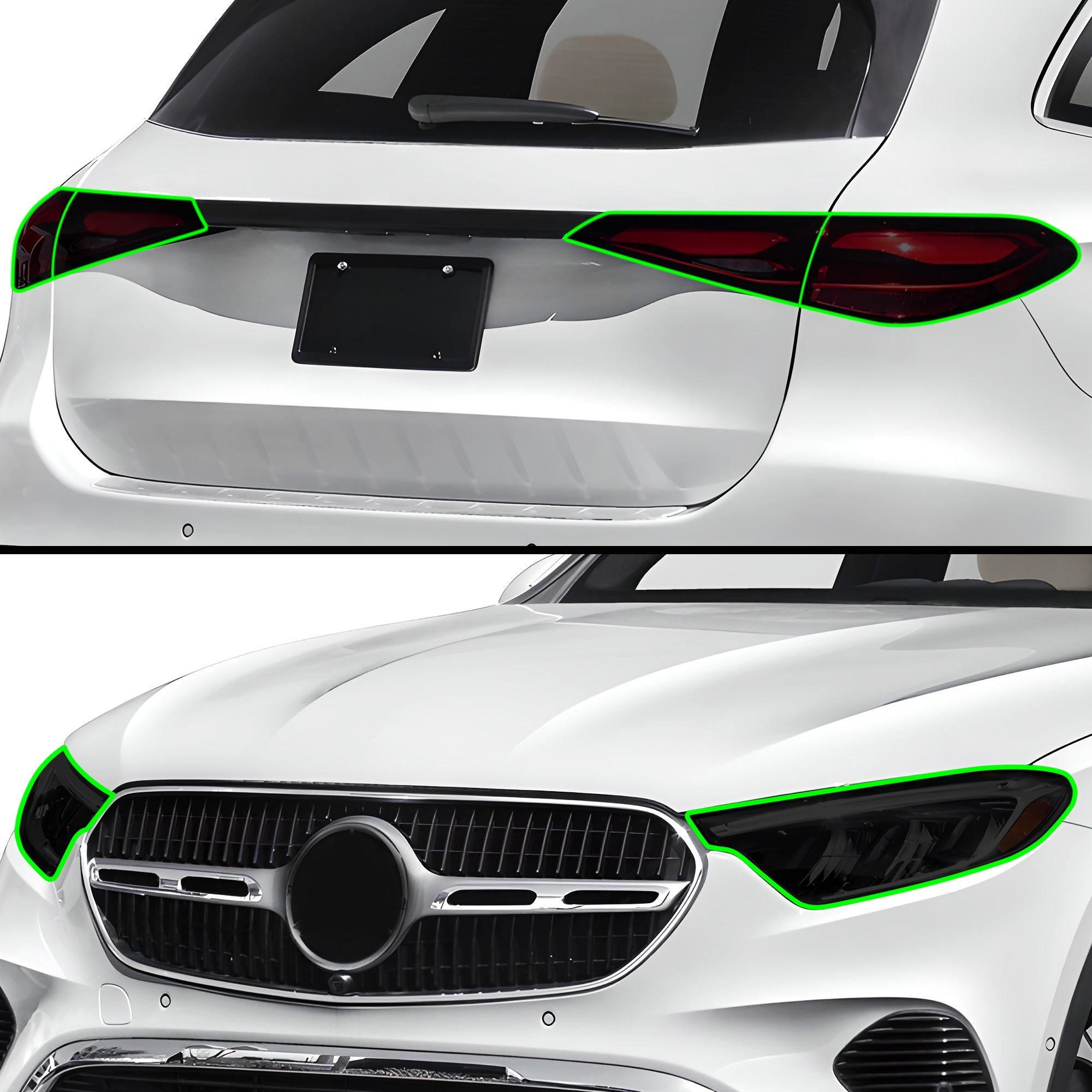 Full Headlight Taillight Precut Smoked PPF Tint Kit Film Overlay Fits Mercedes Benz GLC 2023-2025