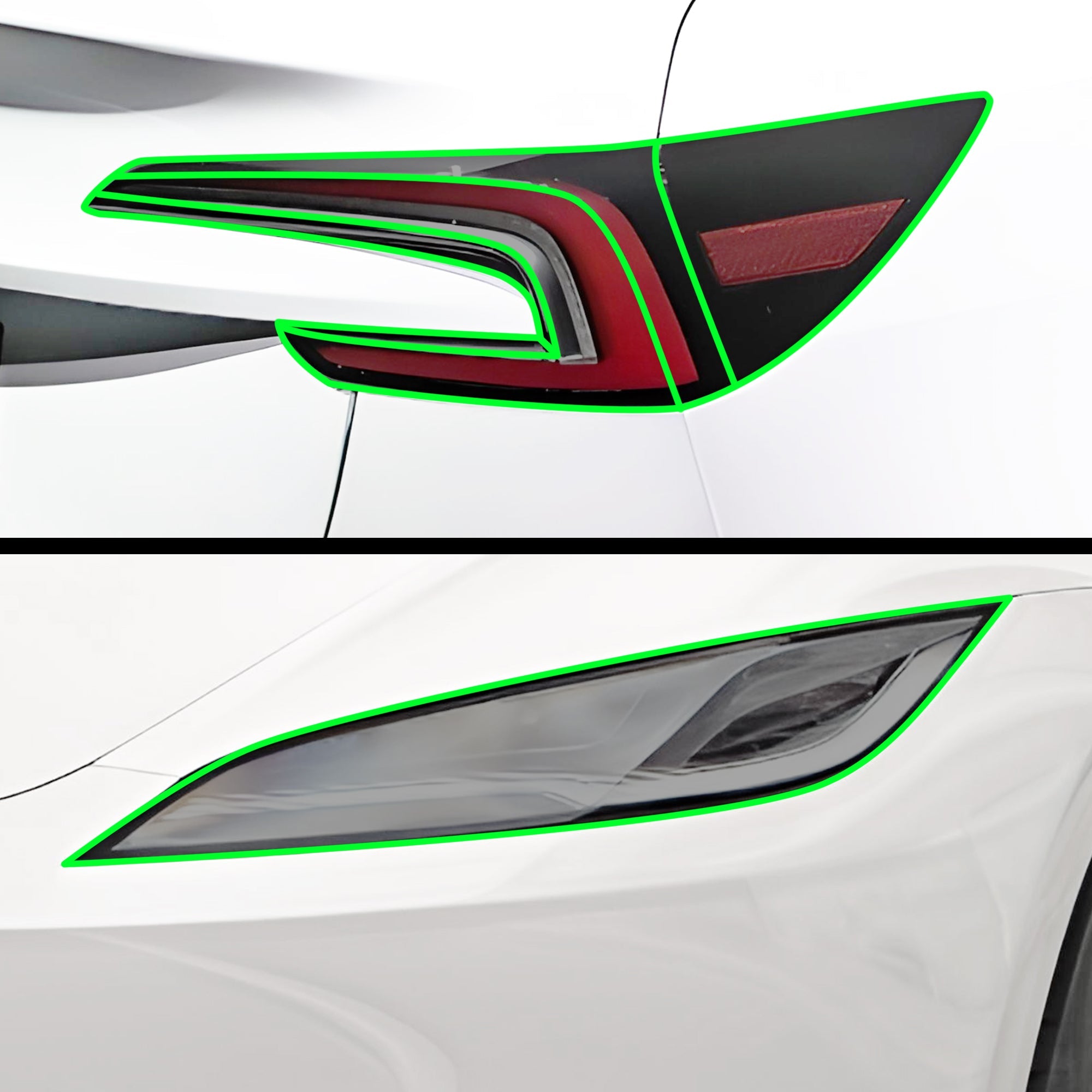 Full Headlight Taillight Precut Smoked PPF Tint Kit Film Overlay Fits Tesla Model 3 2024-2025