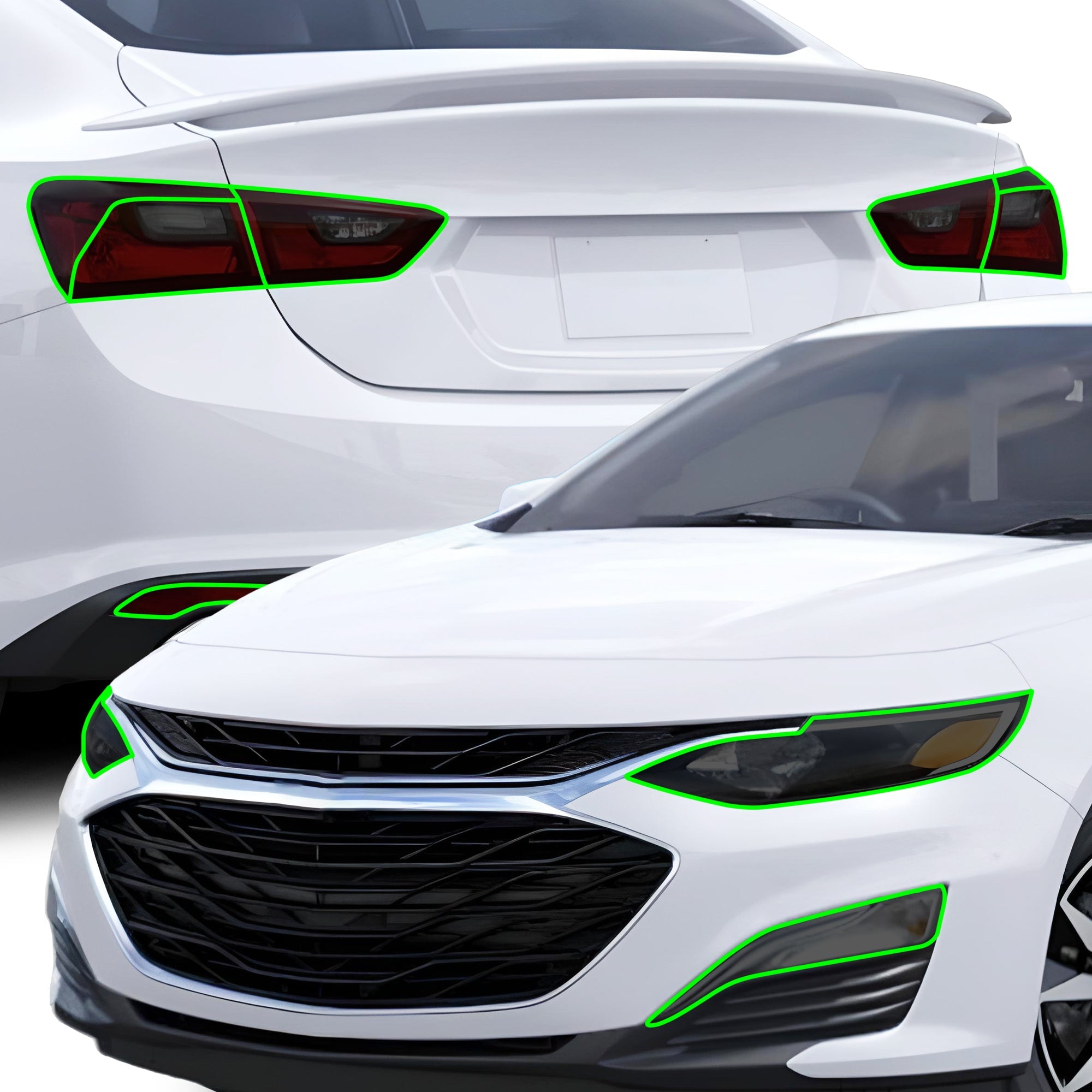 Full Headlight Taillight Precut Smoked PPF Tint Kit Film Overlay Fits Chevy Malibu 2016-2025