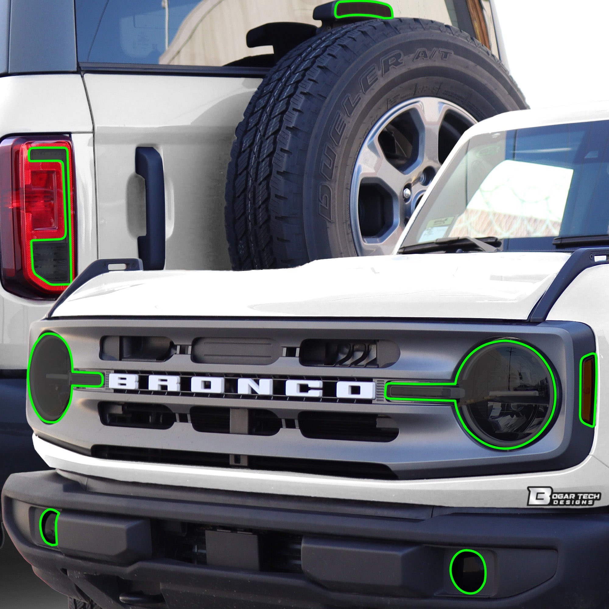 Headlight Reverse Light Precut Tint Overlay Fits Ford Bronco 2021-2025