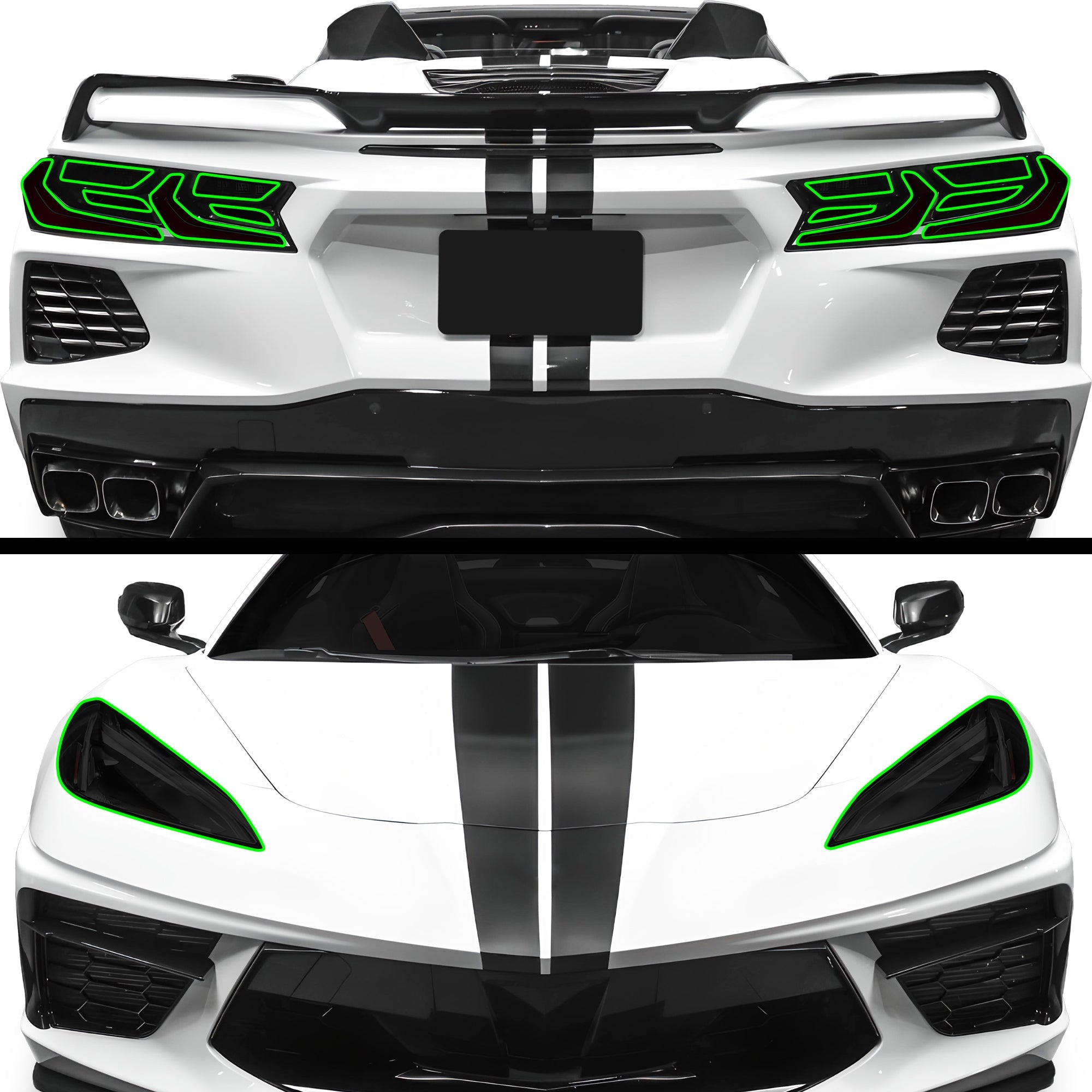 Full Headlight Taillight Precut Smoked PPF Tint Kit Film Overlay Fits Chevy Corvette C8 2020-2025