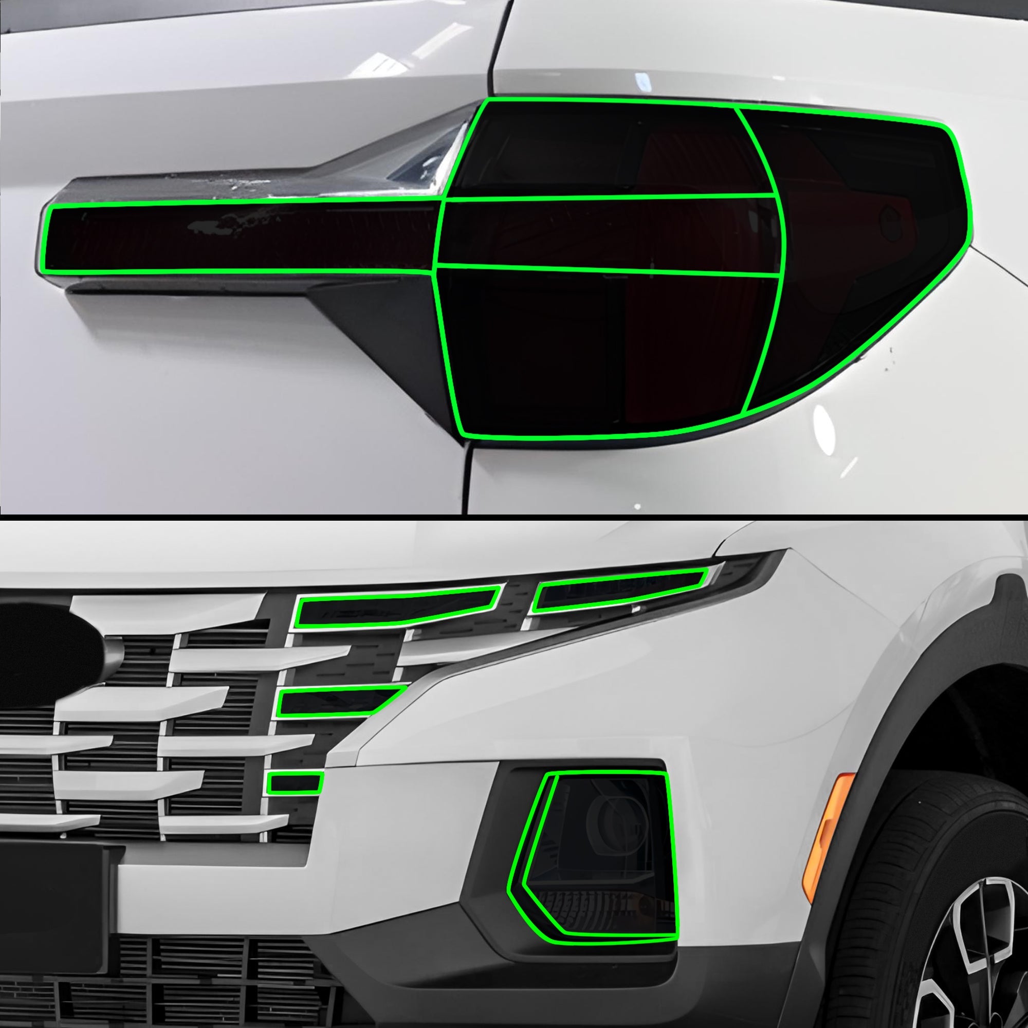 Full Headlight Taillight Precut Smoked PPF Tint Kit Film Overlay Fits Hyundai Santa Cruz 2022-2025