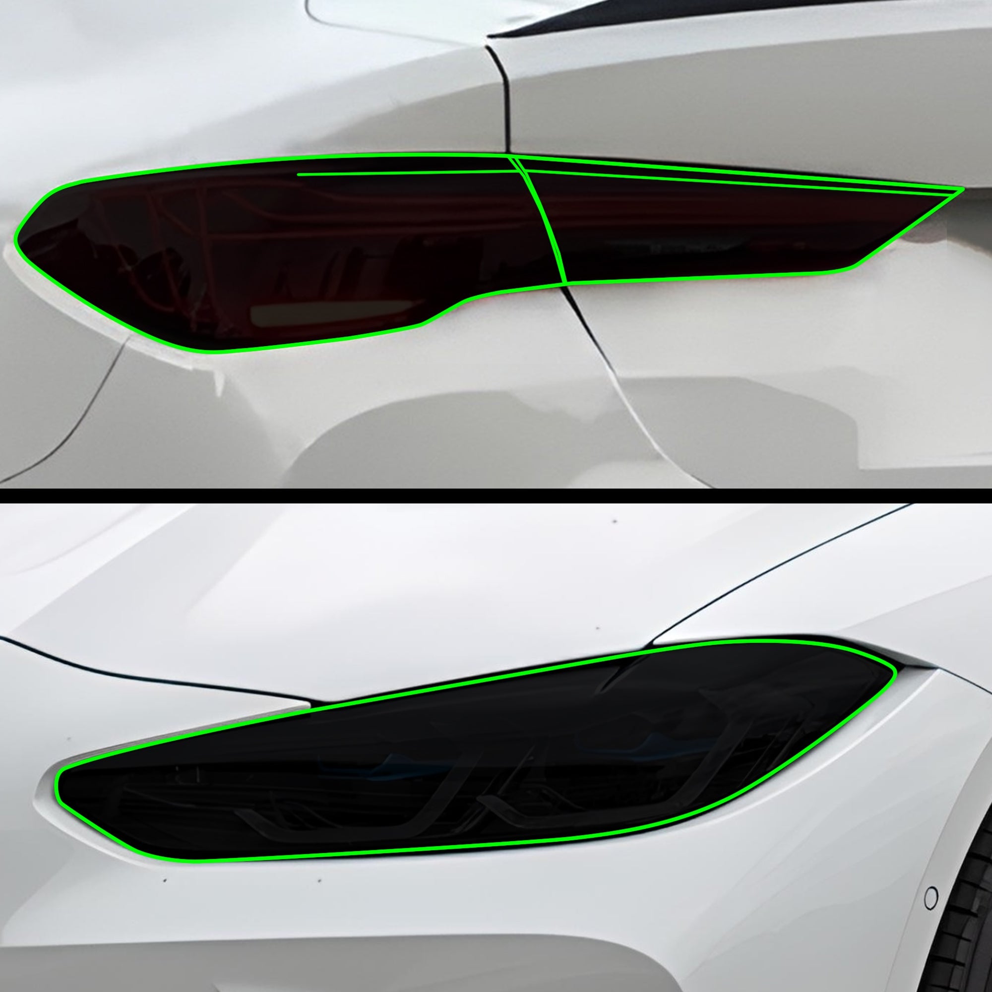 Fits BMW M4 2021-2025 Full Headlight Taillight Precut Smoked PPF Tint Kit Film Overlay