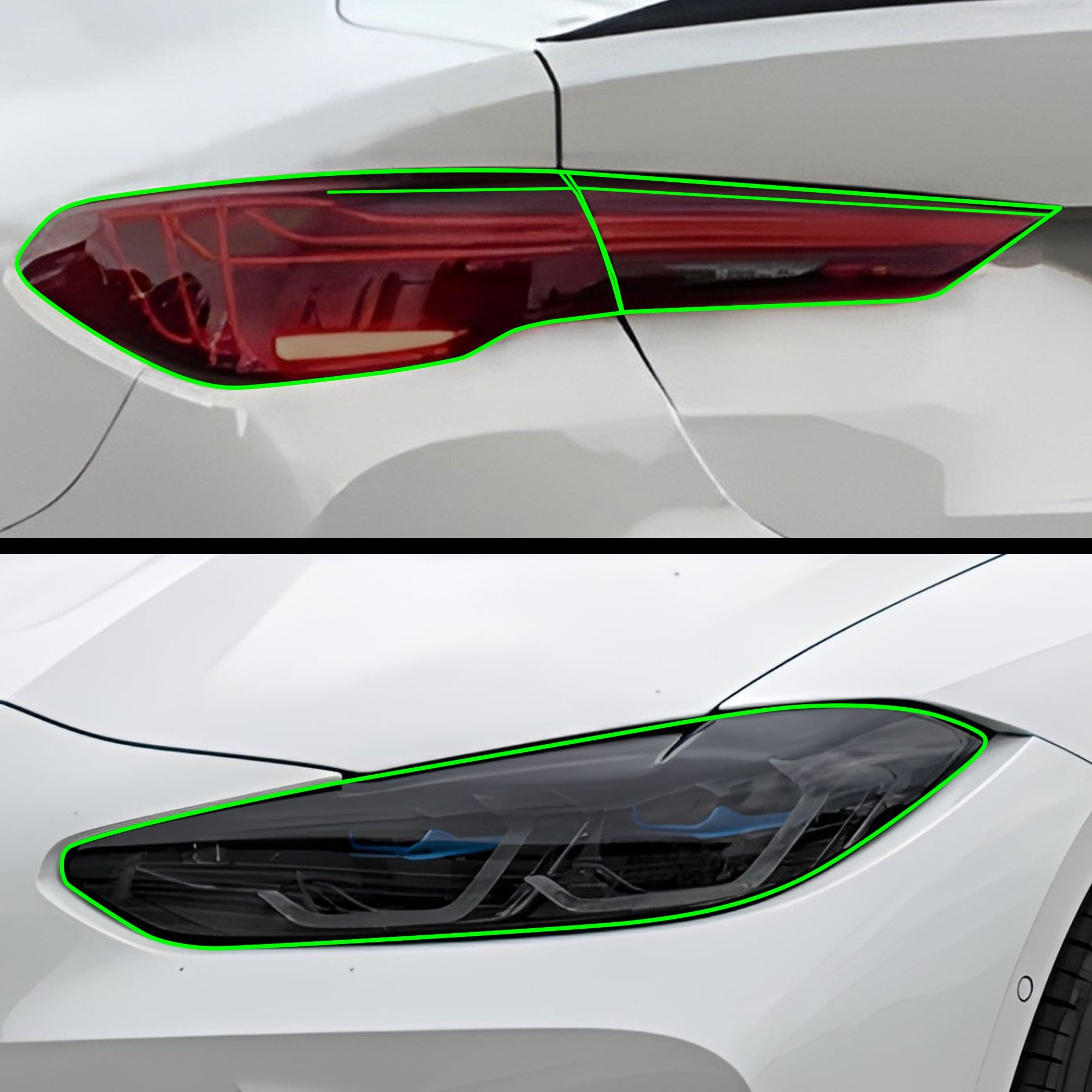 Fits BMW M4 2021-2025 Full Headlight Taillight Precut Smoked PPF Tint Kit Film Overlay