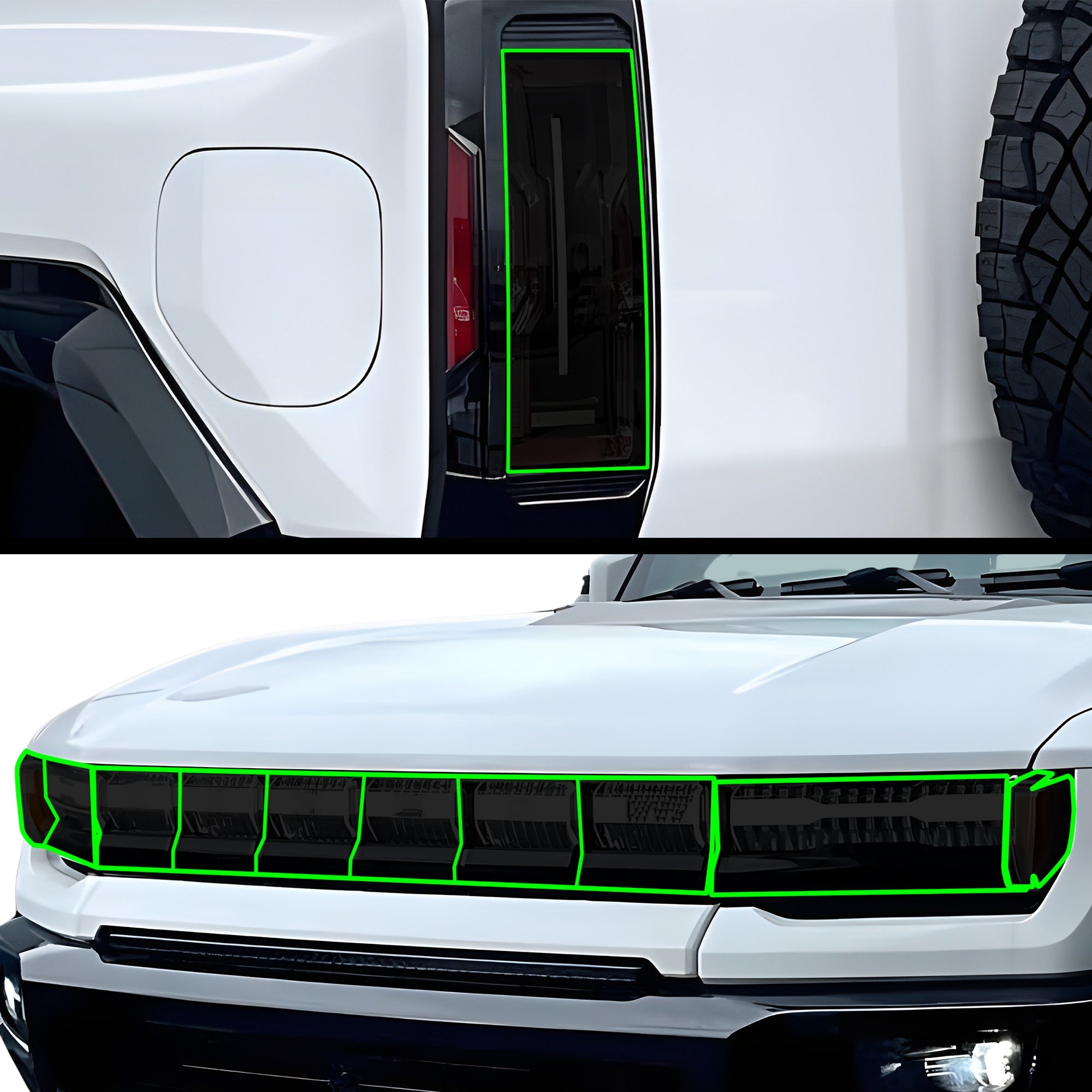 Fits GMC Hummer EV 2023-2025 Full Headlight Taillight Precut Smoked PPF Tint Kit Film Overlay