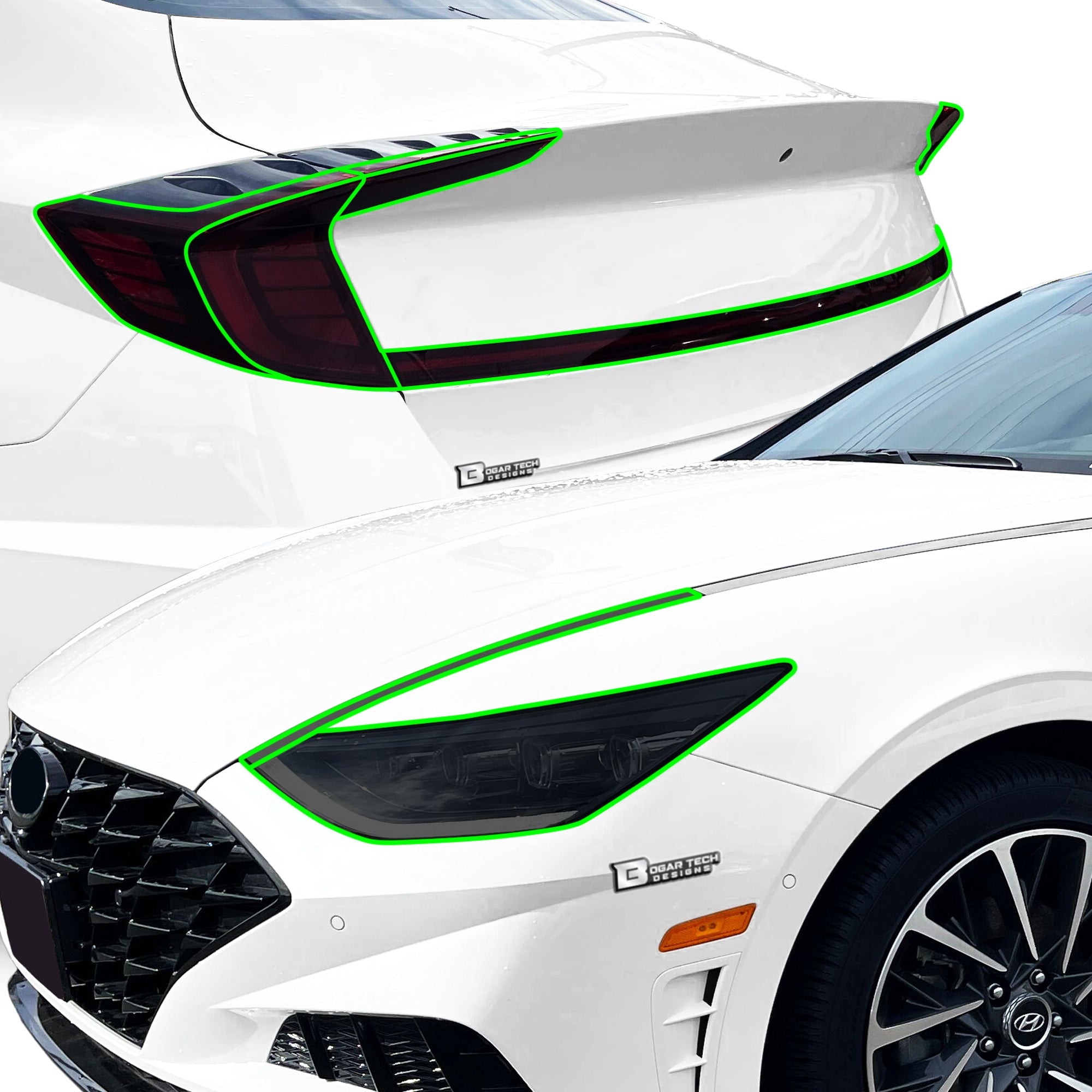 Full Headlight Taillight Precut Smoked PPF Tint Kit Film Overlay Fits Hyundai Sonata 2020-2023