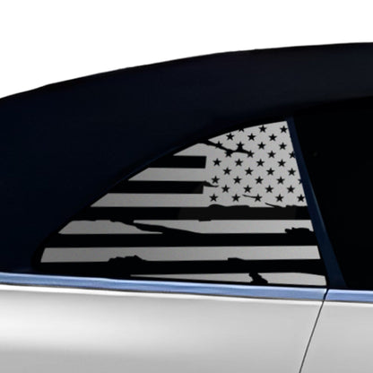Fits BMW 4 Series Convertible 2021-2025 Quarter Window American Flag Vinyl Decal Stickers