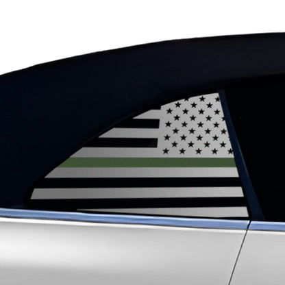 Fits BMW 4 Series Convertible 2021-2025 Quarter Window American Flag Vinyl Decal Stickers