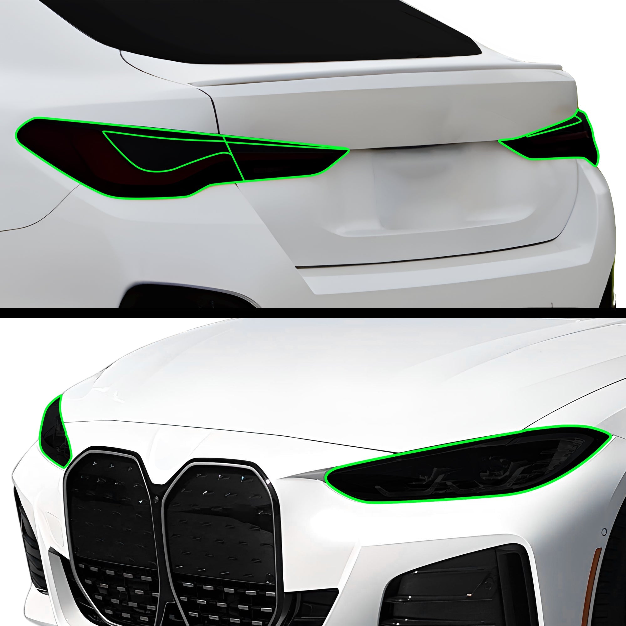 Fits BMW i4 2022-2025 Full Headlight Taillight Precut Smoked PPF Tint Kit Film Overlay