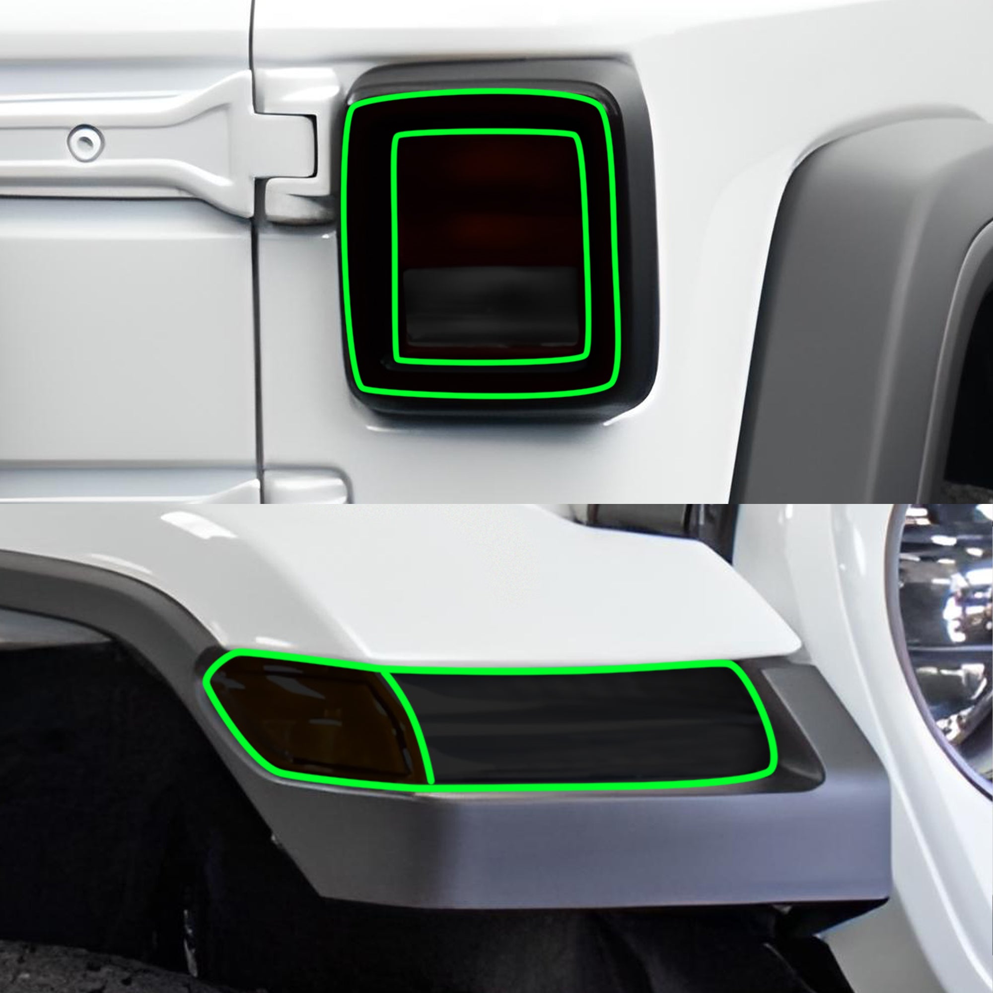 Full Headlight Taillight Precut Smoked PPF Tint Kit Film Overlay Fits Jeep Wrangler 4 Door 2018-2025