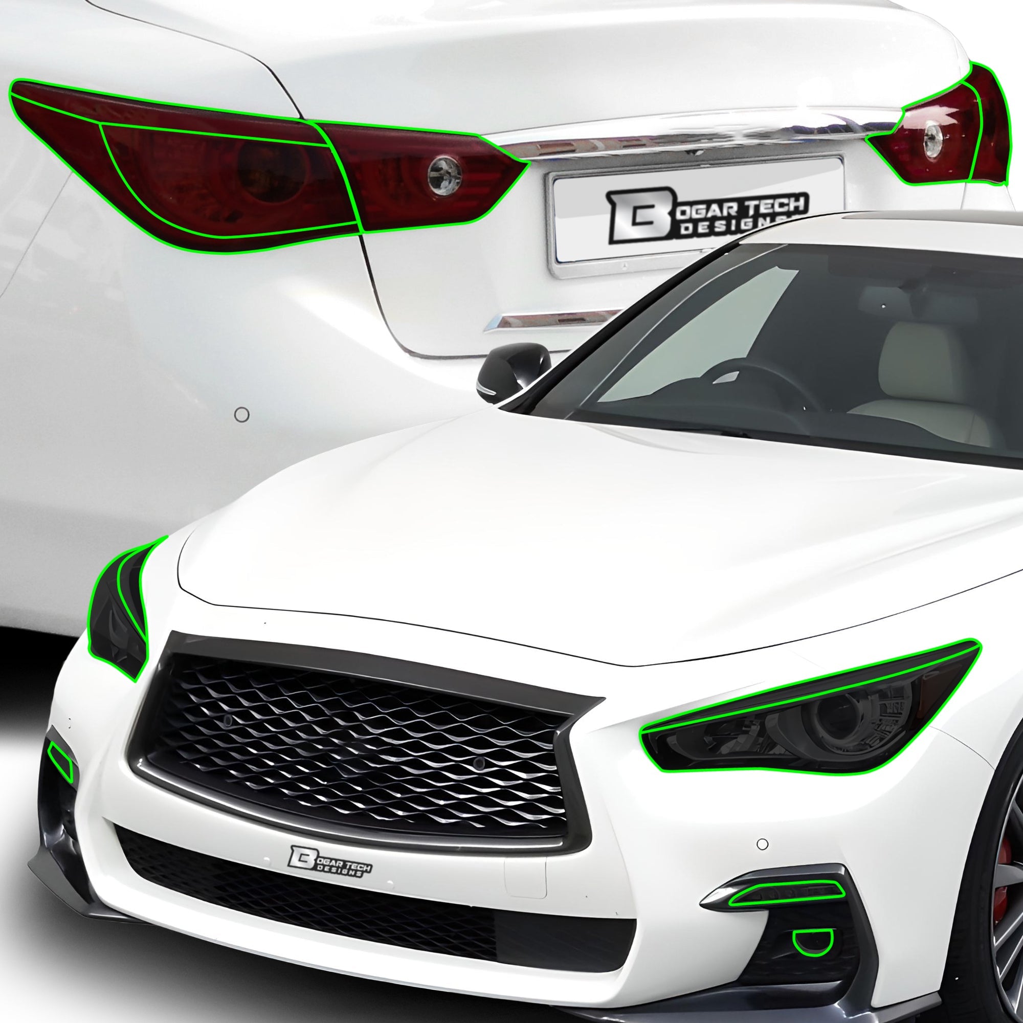 Full Headlight Taillight Precut Smoked PPF Tint Kit Film Overlay Fits Infiniti Q50 2018-2024