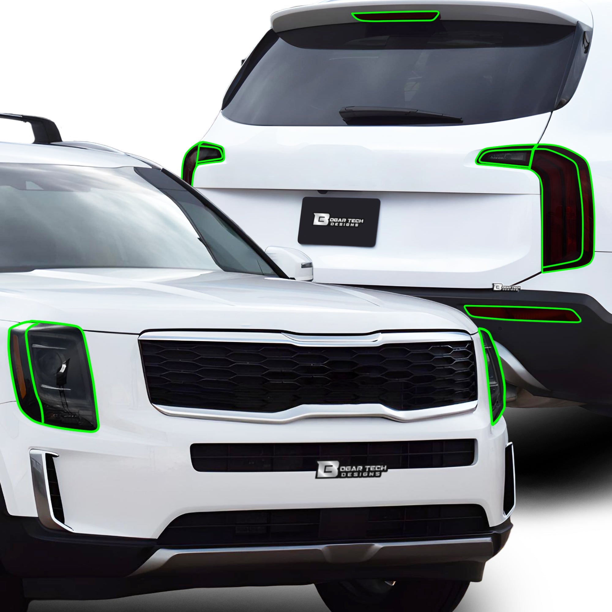 Full Headlight Taillight Precut Smoked PPF Tint Kit Film Overlay Fits Kia Telluride 2020-2025