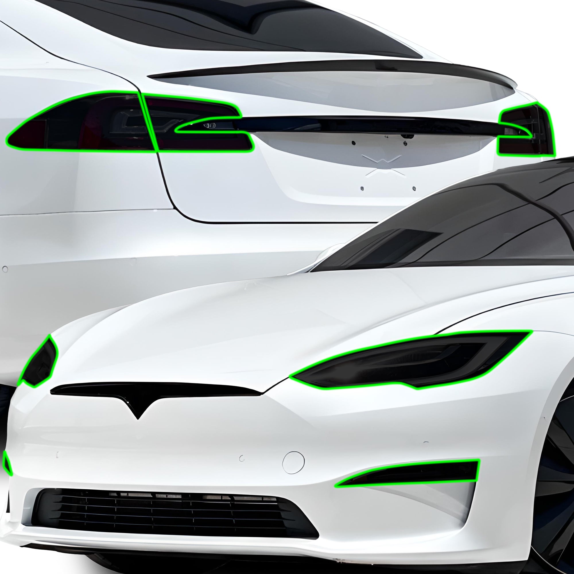 Full Headlight Taillight Precut Smoked PPF Tint Kit Film Overlay Fits Tesla Model S 2017-2025