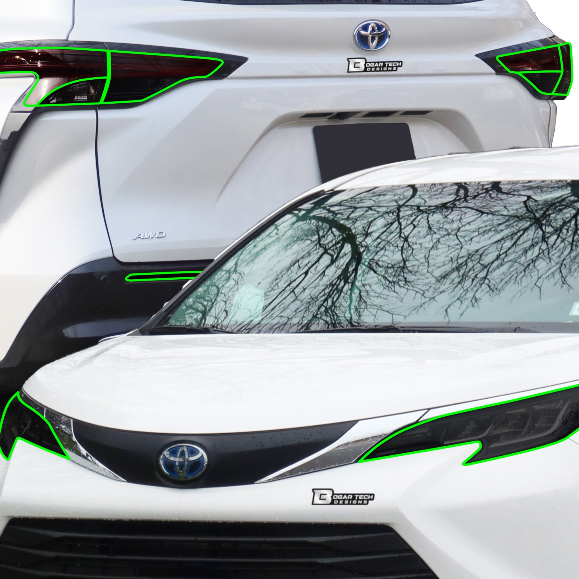 Full Headlight Taillight Precut Smoked PPF Tint Kit Film Overlay Fits Toyota Sienna 2021-2023