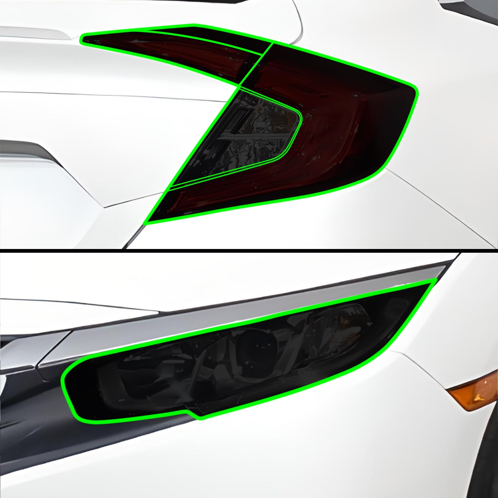 Full Headlight Taillight Precut Smoked PPF Tint Kit Film Overlay Fits Honda Civic 2016-2021
