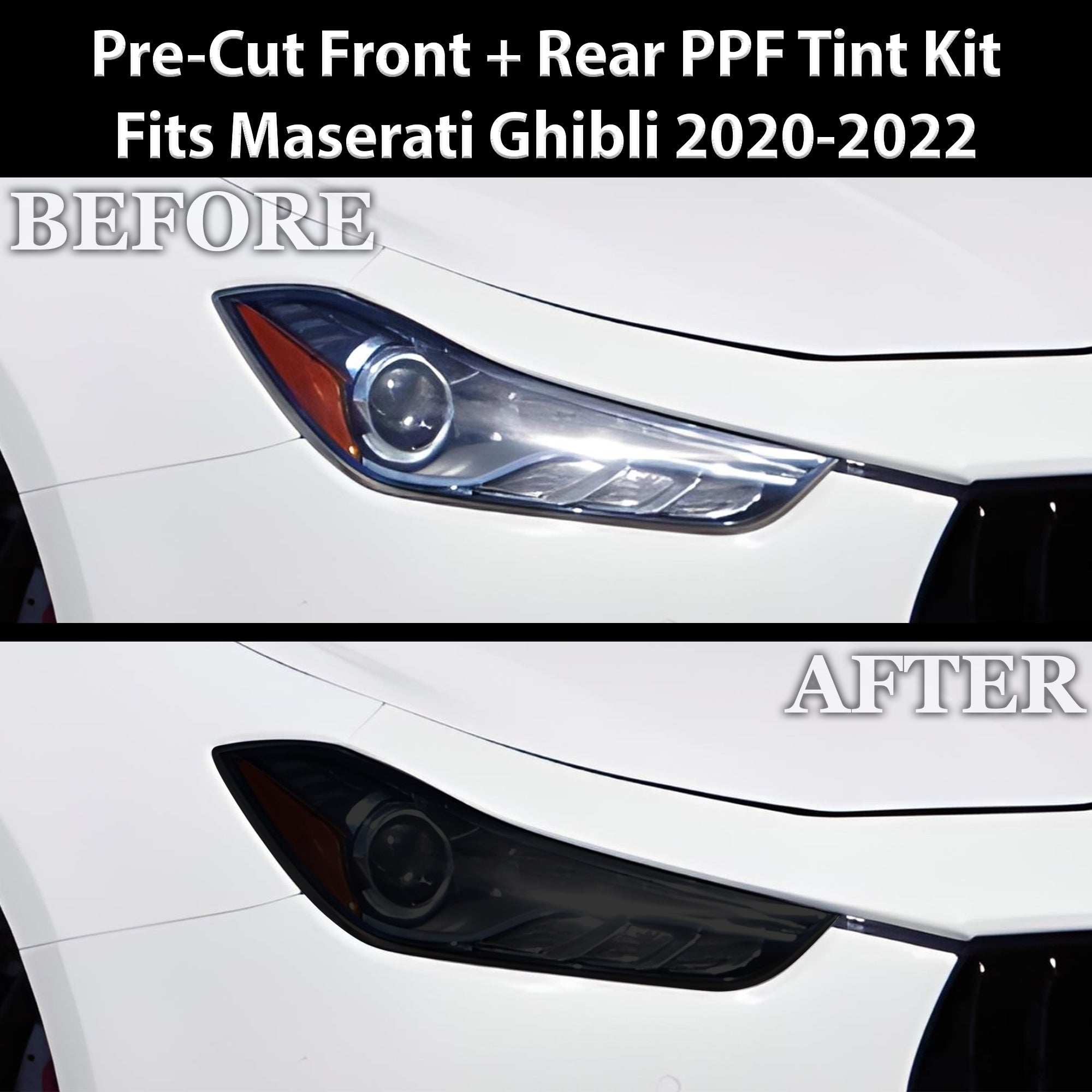Fits Maserati Ghibli Full Headlight Taillight Precut Smoked PPF Tint Kit Film Overlay 2014-2024