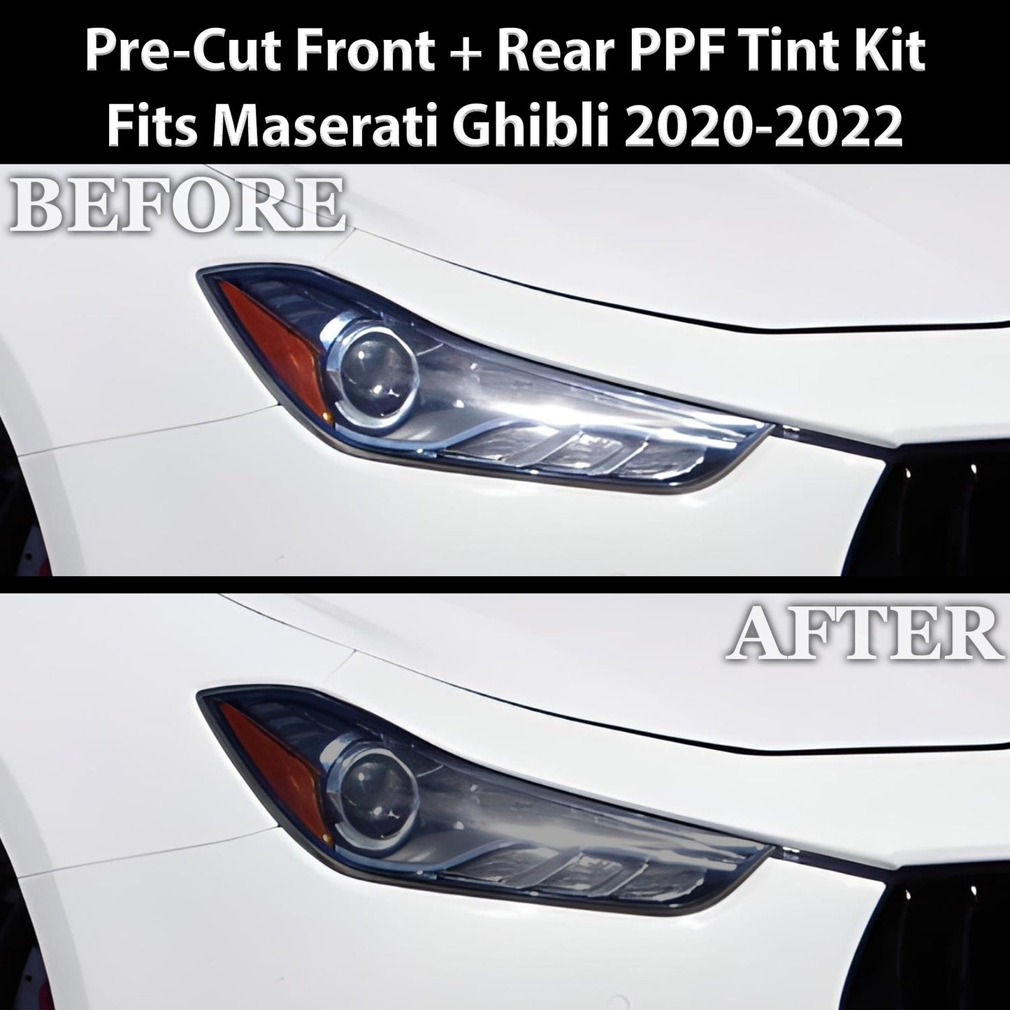 Fits Maserati Ghibli Full Headlight Taillight Precut Smoked PPF Tint Kit Film Overlay 2014-2024
