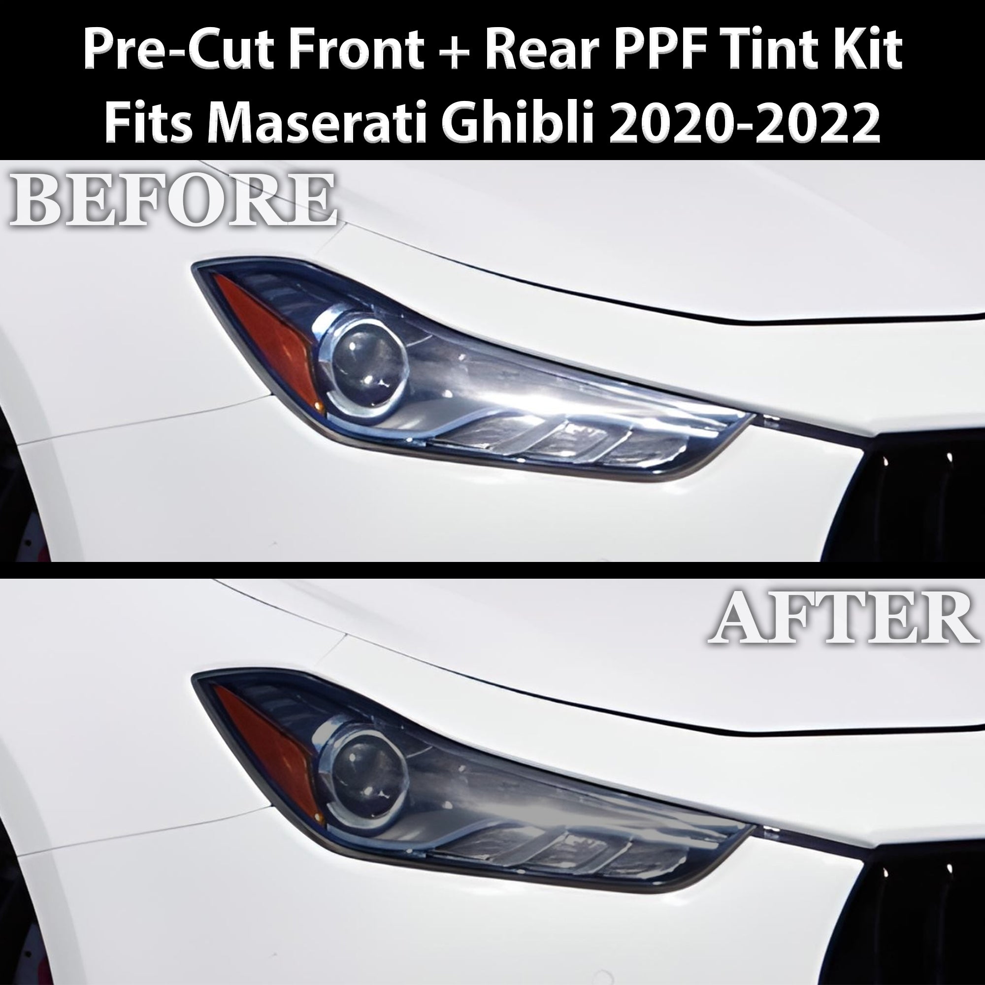 Fits Maserati Ghibli Full Headlight Taillight Precut Smoked PPF Tint Kit Film Overlay 2014-2024