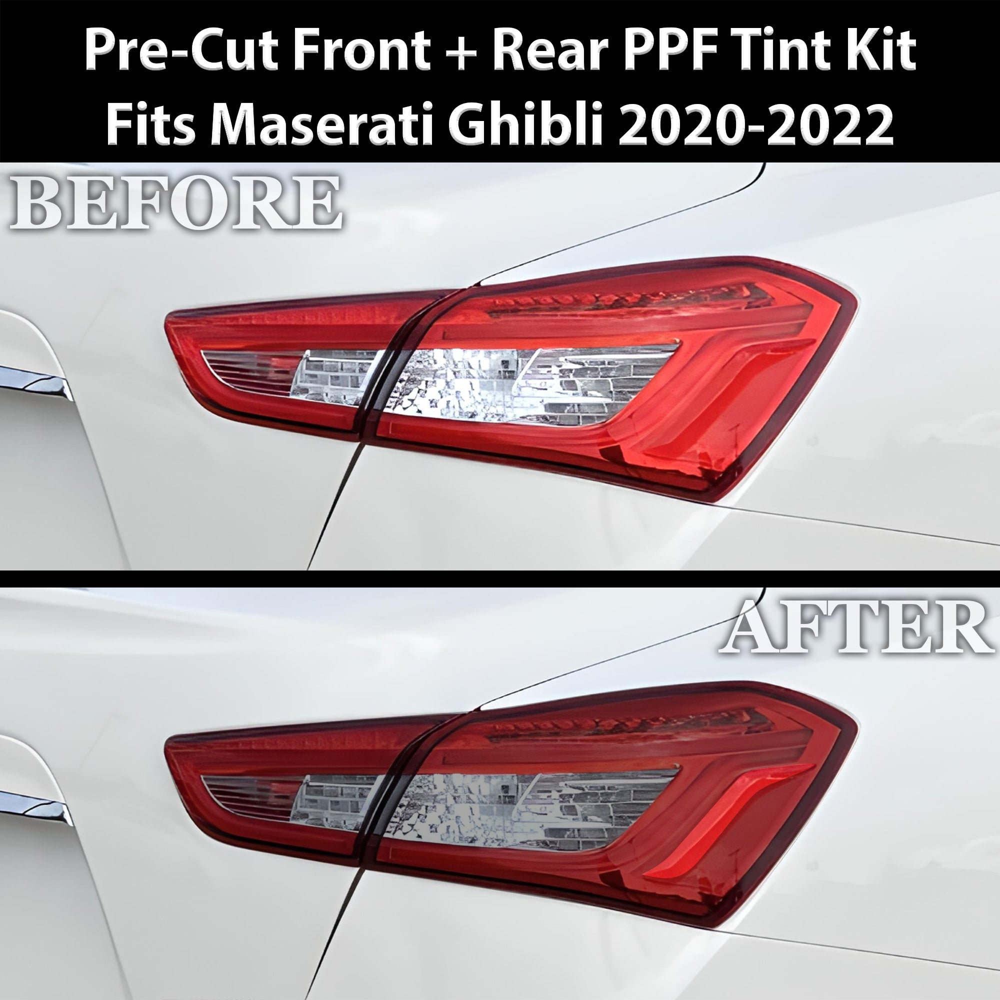Fits Maserati Ghibli Full Headlight Taillight Precut Smoked PPF Tint Kit Film Overlay 2014-2024