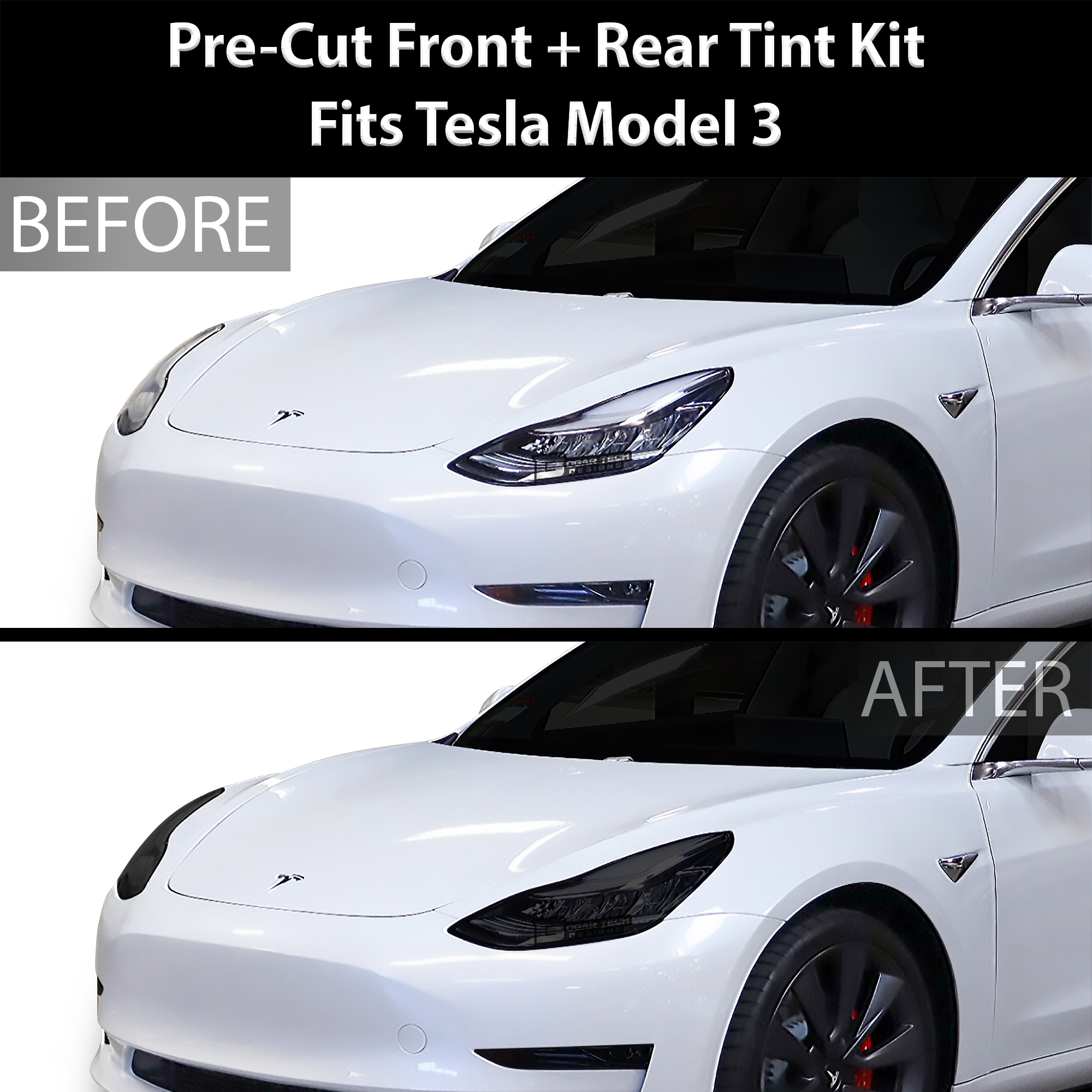 Head Tail Light Markers Reflectors Precut Smoke Tint Overlay Fits Tesla Model 3 2017-2023