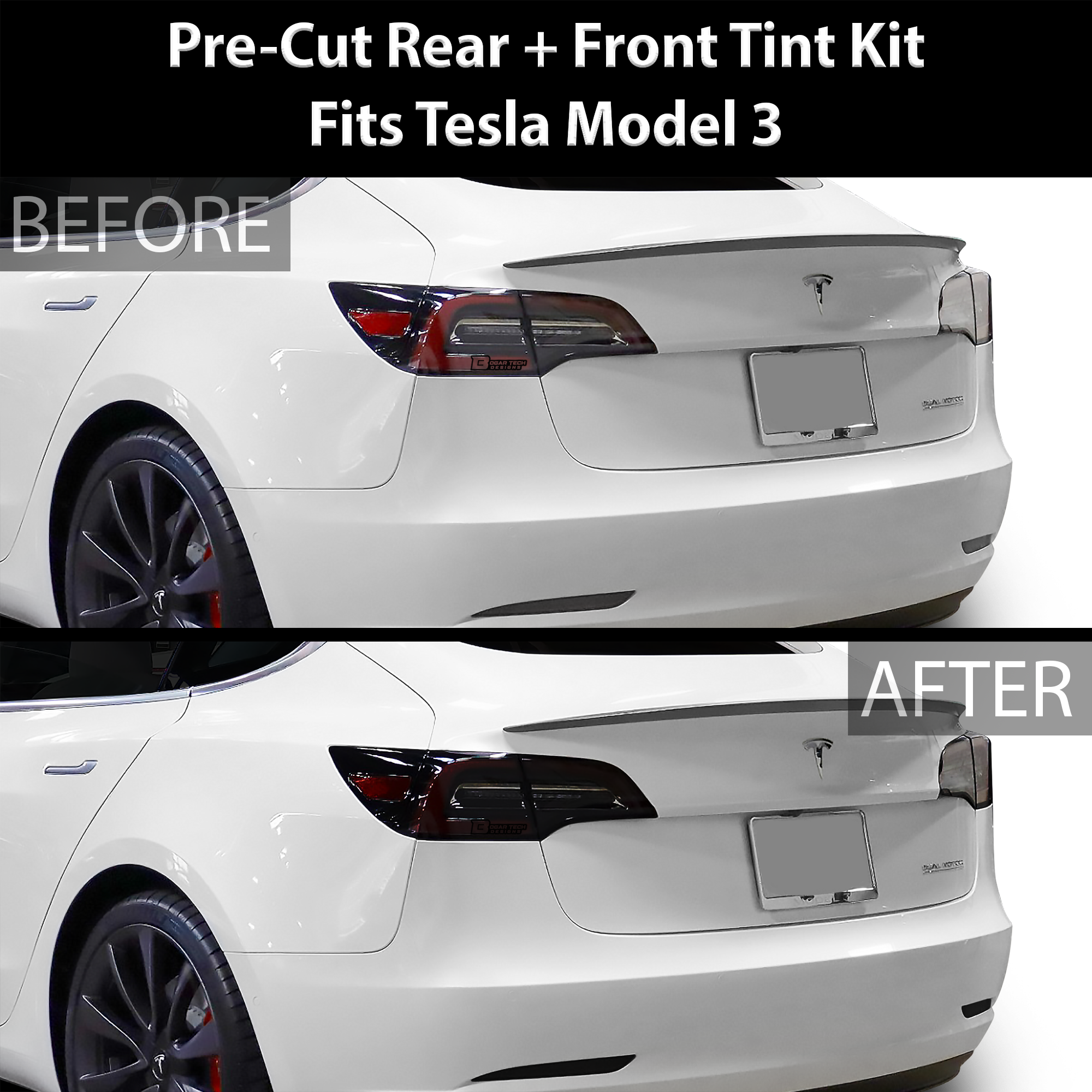 Head Tail Light Markers Reflectors Precut Smoke Tint Overlay Fits Tesla Model 3 2017-2023